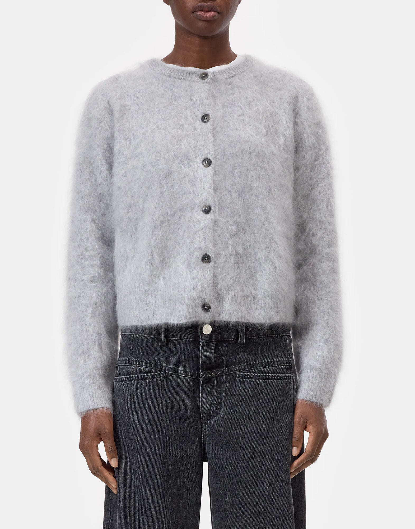 CLOSED Cardigan in Cashmere Spazzolato Light Grey Melange