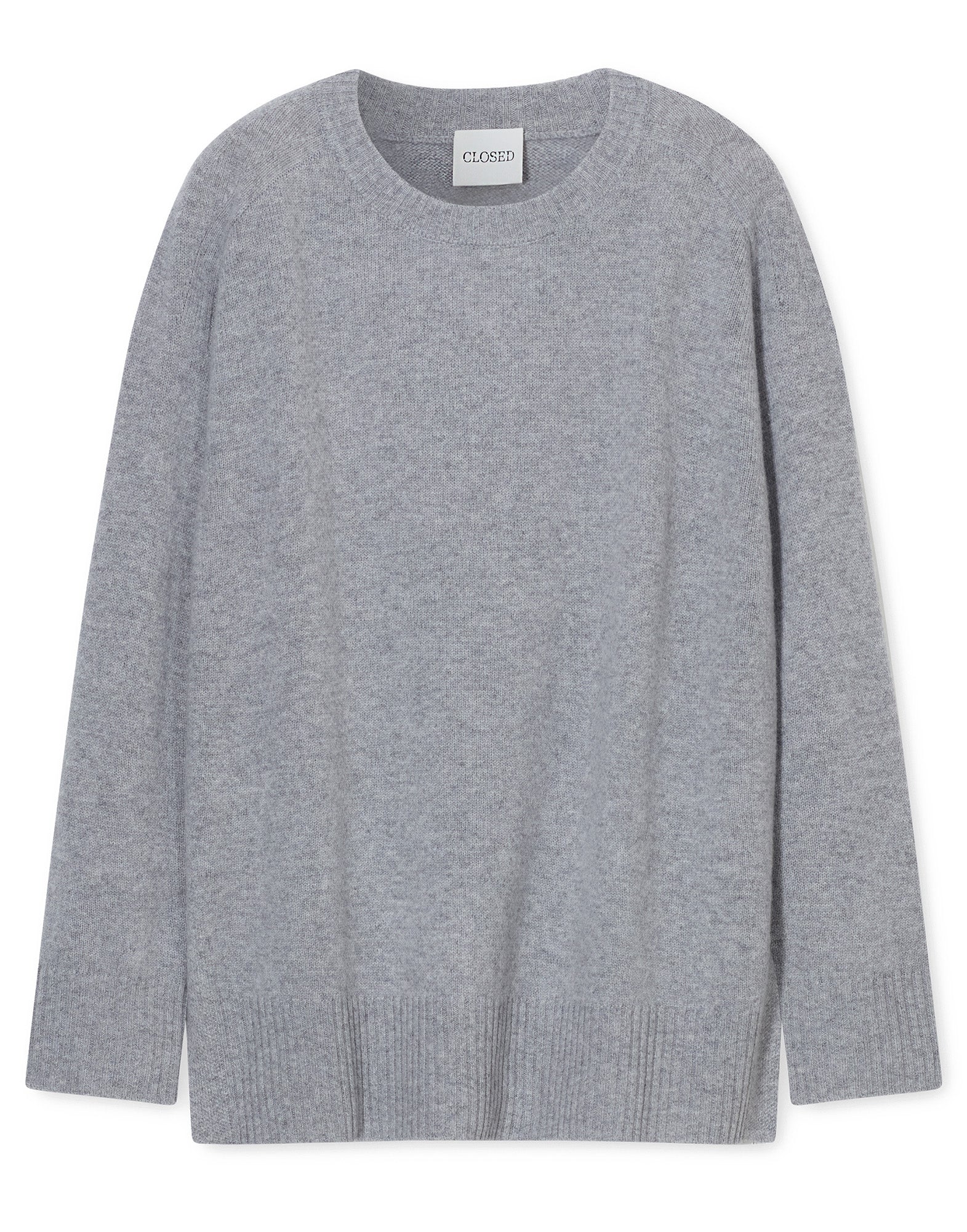 CLOSED Maglione Girocollo in Lana Merino Light Grey Melange