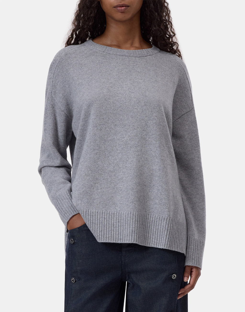 CLOSED Maglione Girocollo in Lana Merino Light Grey Melange