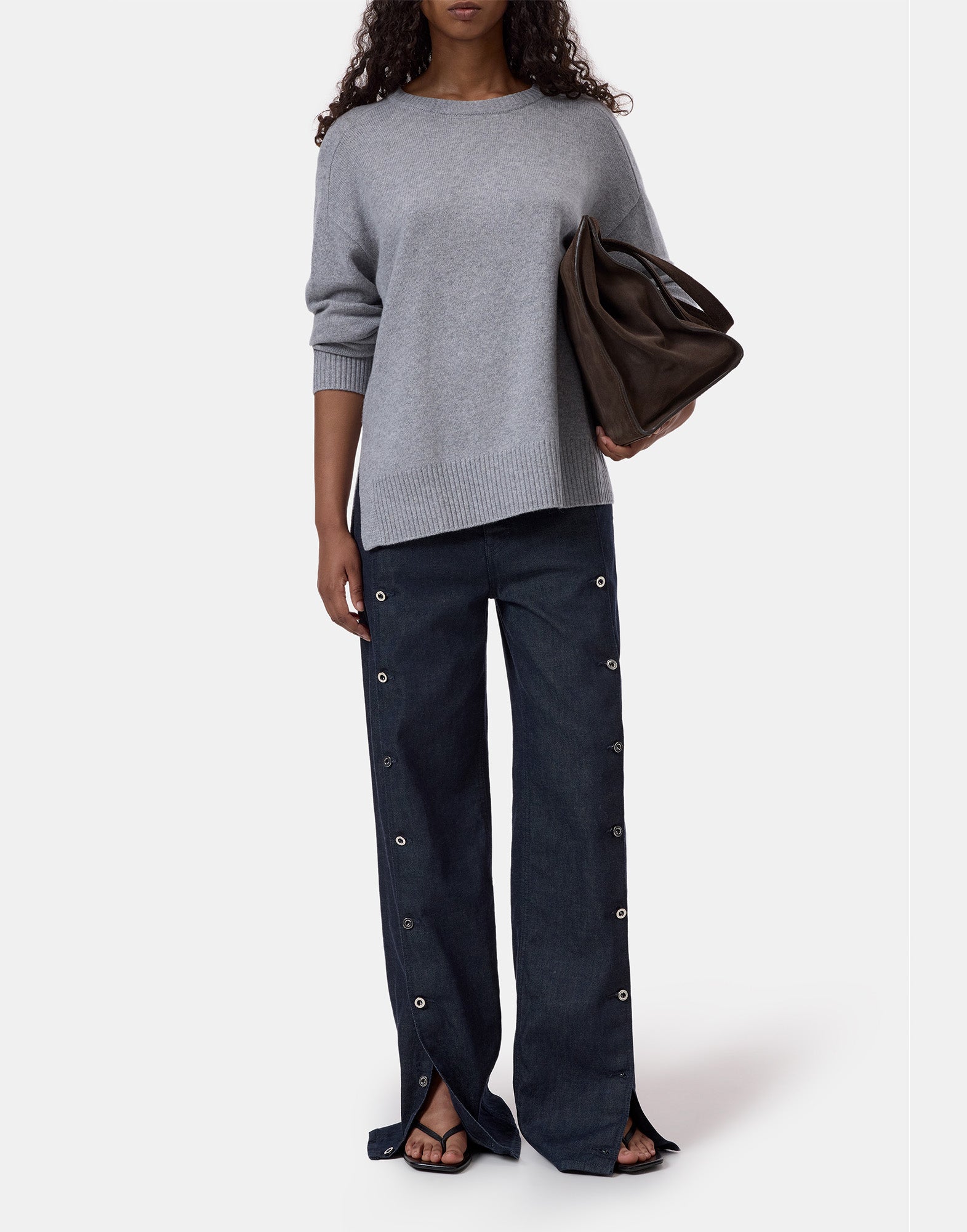 CLOSED Maglione Girocollo in Lana Merino Light Grey Melange
