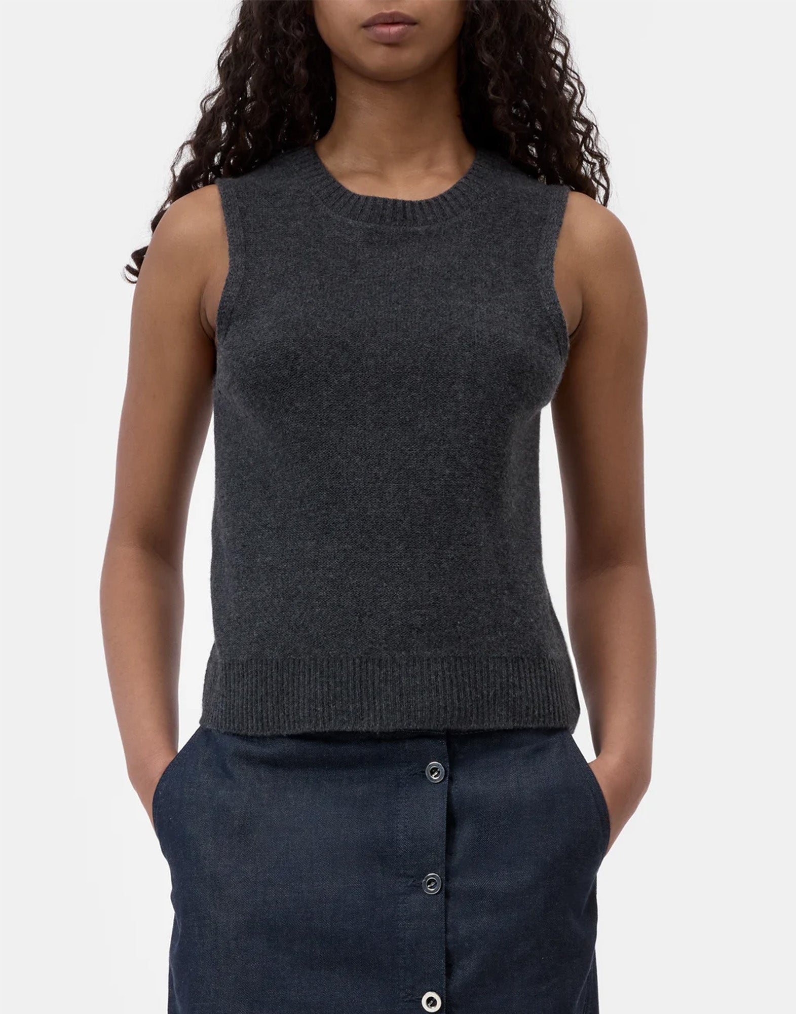 CLOSED Top in Cashmere Traforato Black Melange