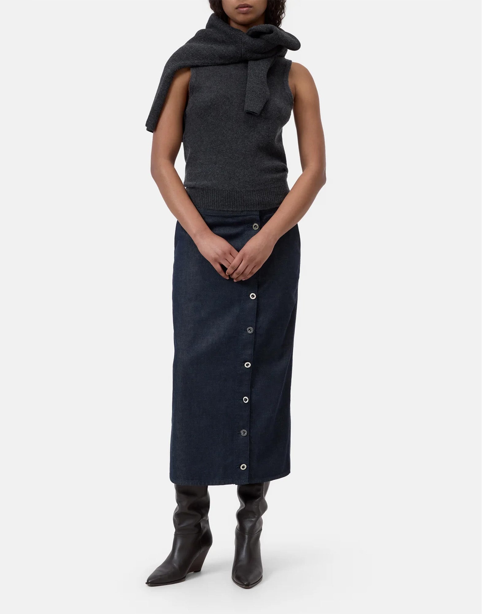 CLOSED Top in Cashmere Traforato Black Melange