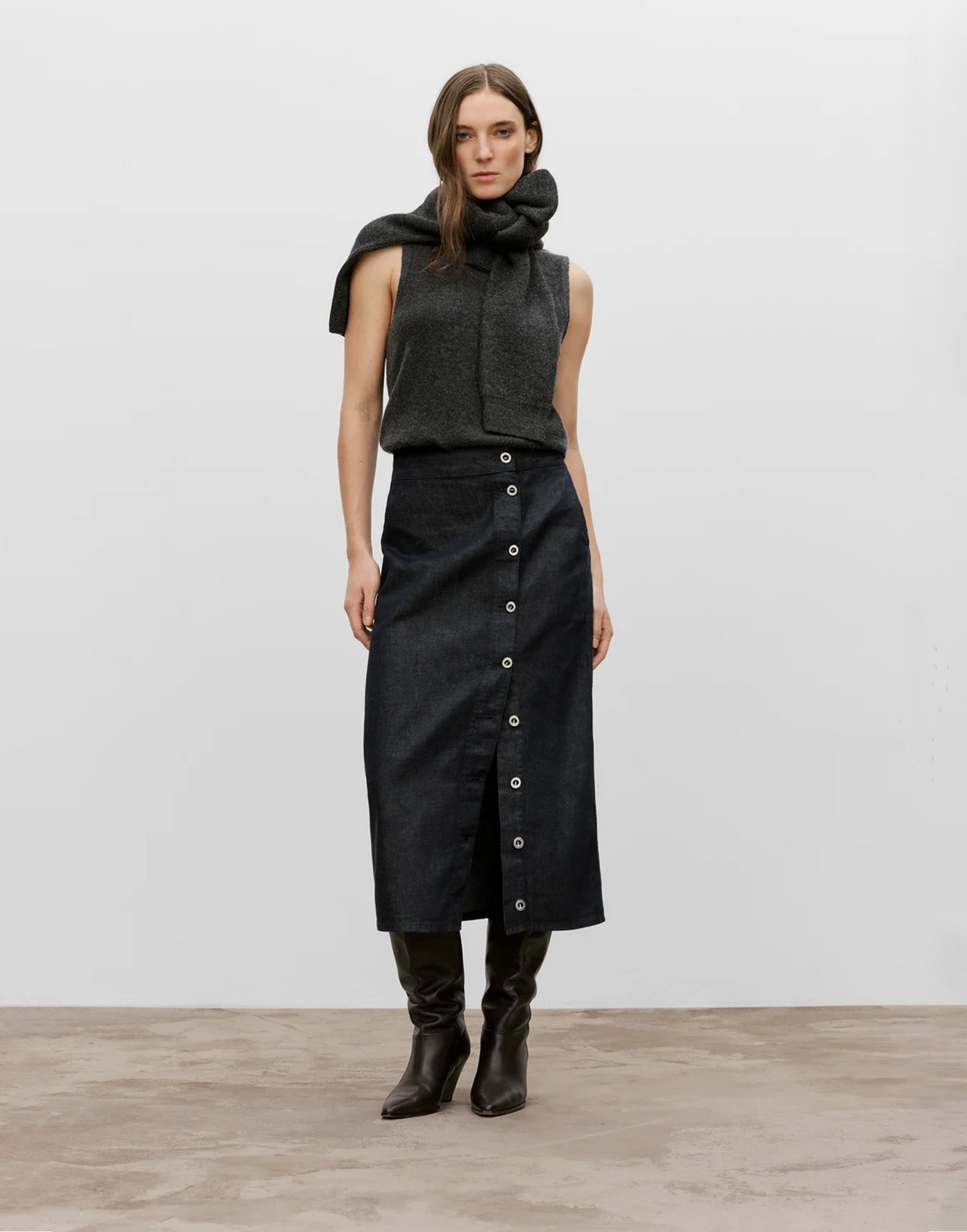 CLOSED Top in Cashmere Traforato Black Melange