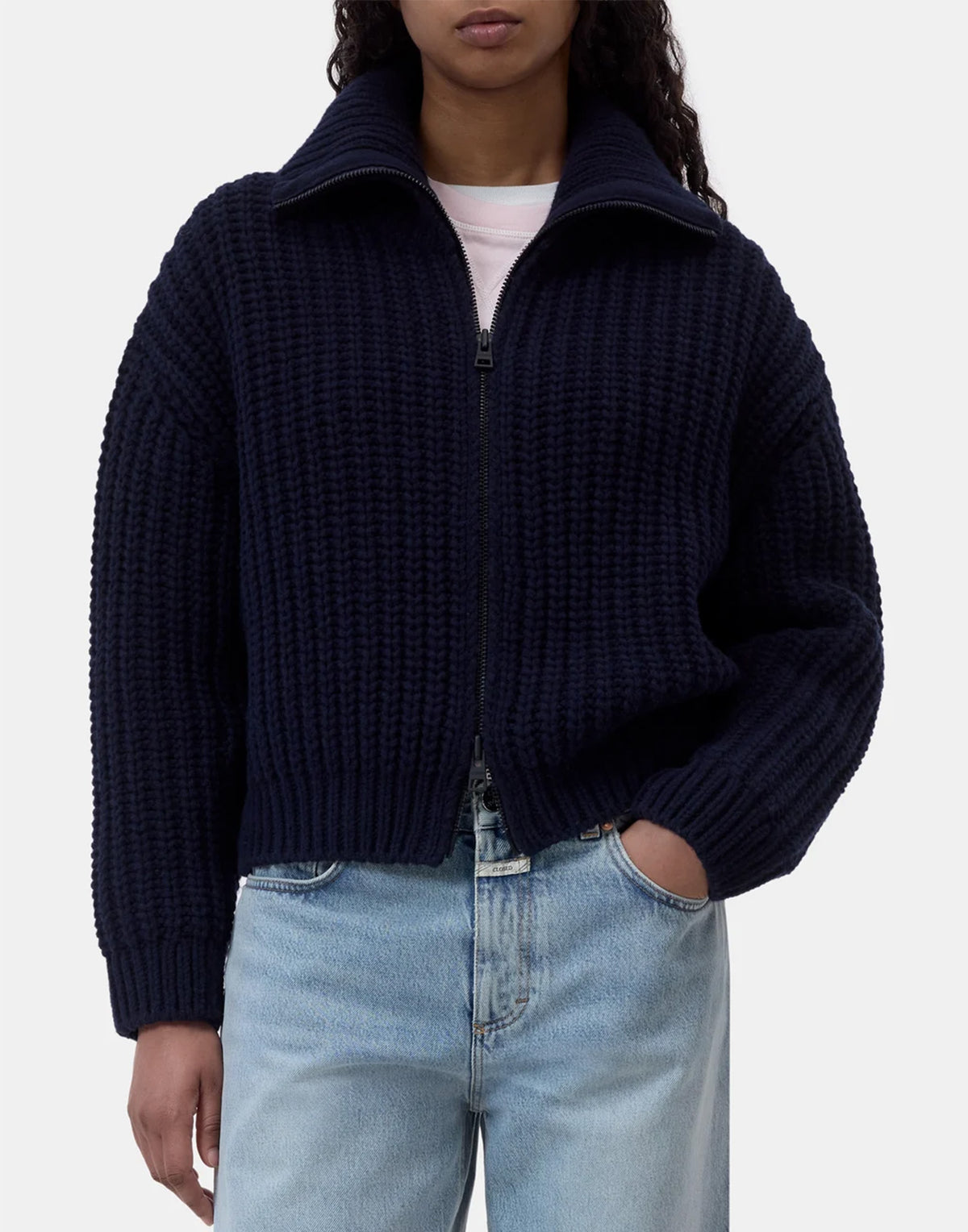 Gilet CLOSED en pure laine zippé bleu