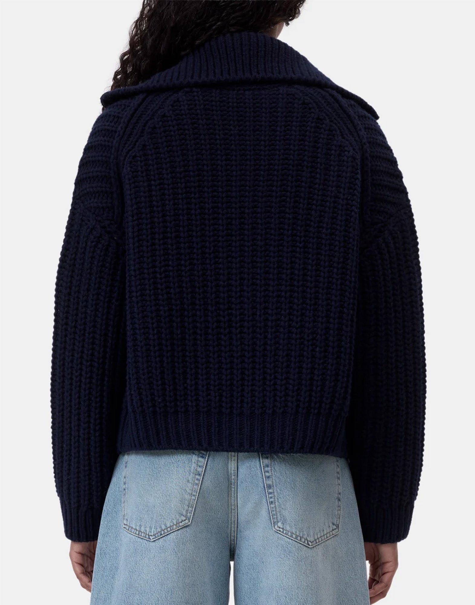 CLOSED Cardigan in Pura Lana con Zip Blu