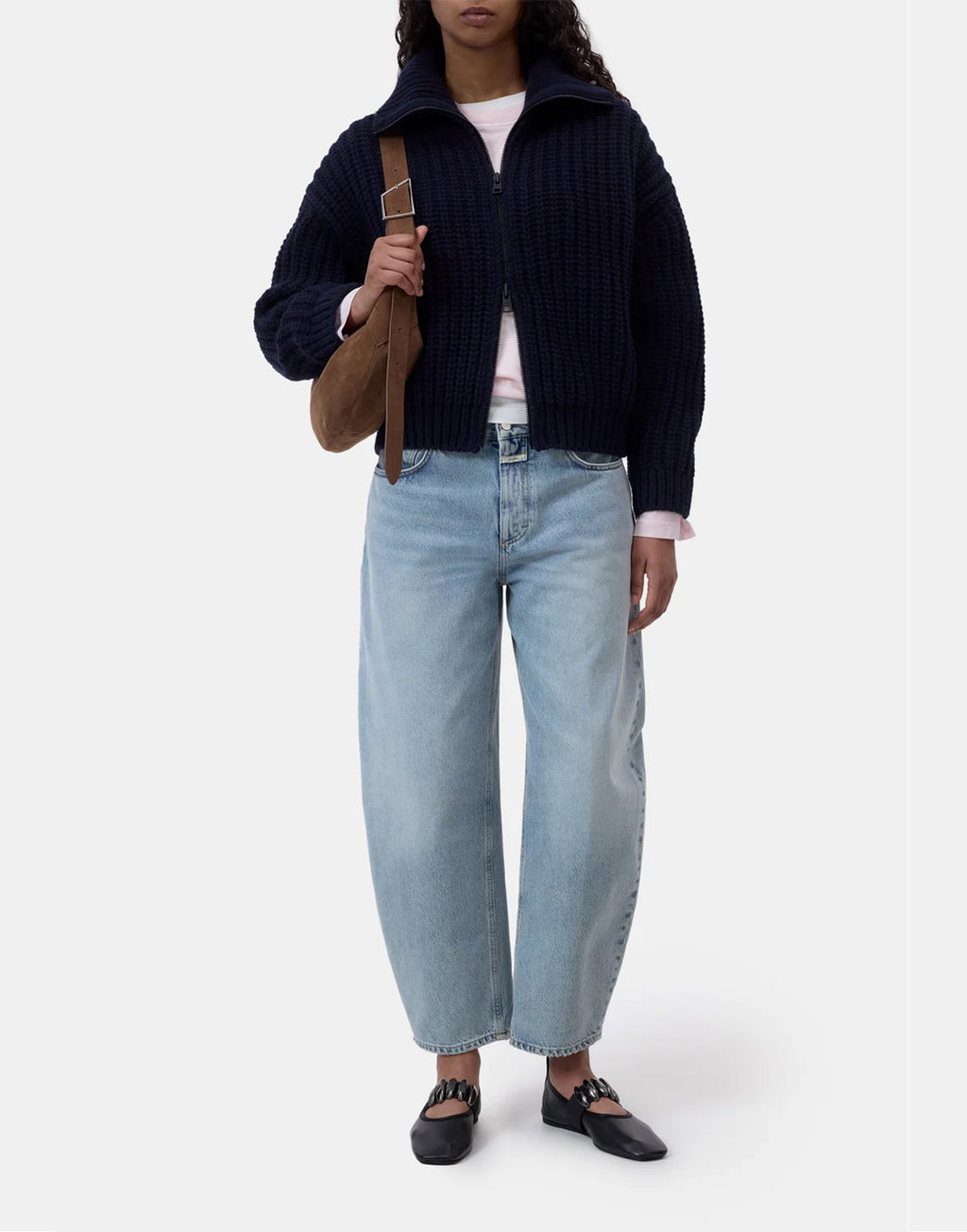 CLOSED Cardigan in Pura Lana con Zip Blu