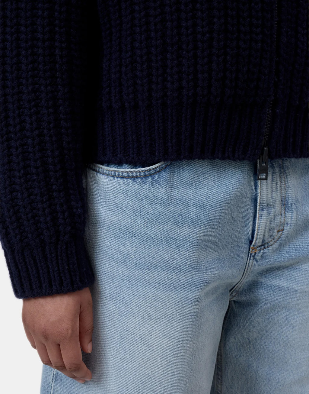 CLOSED Cardigan in Pura Lana con Zip Blu