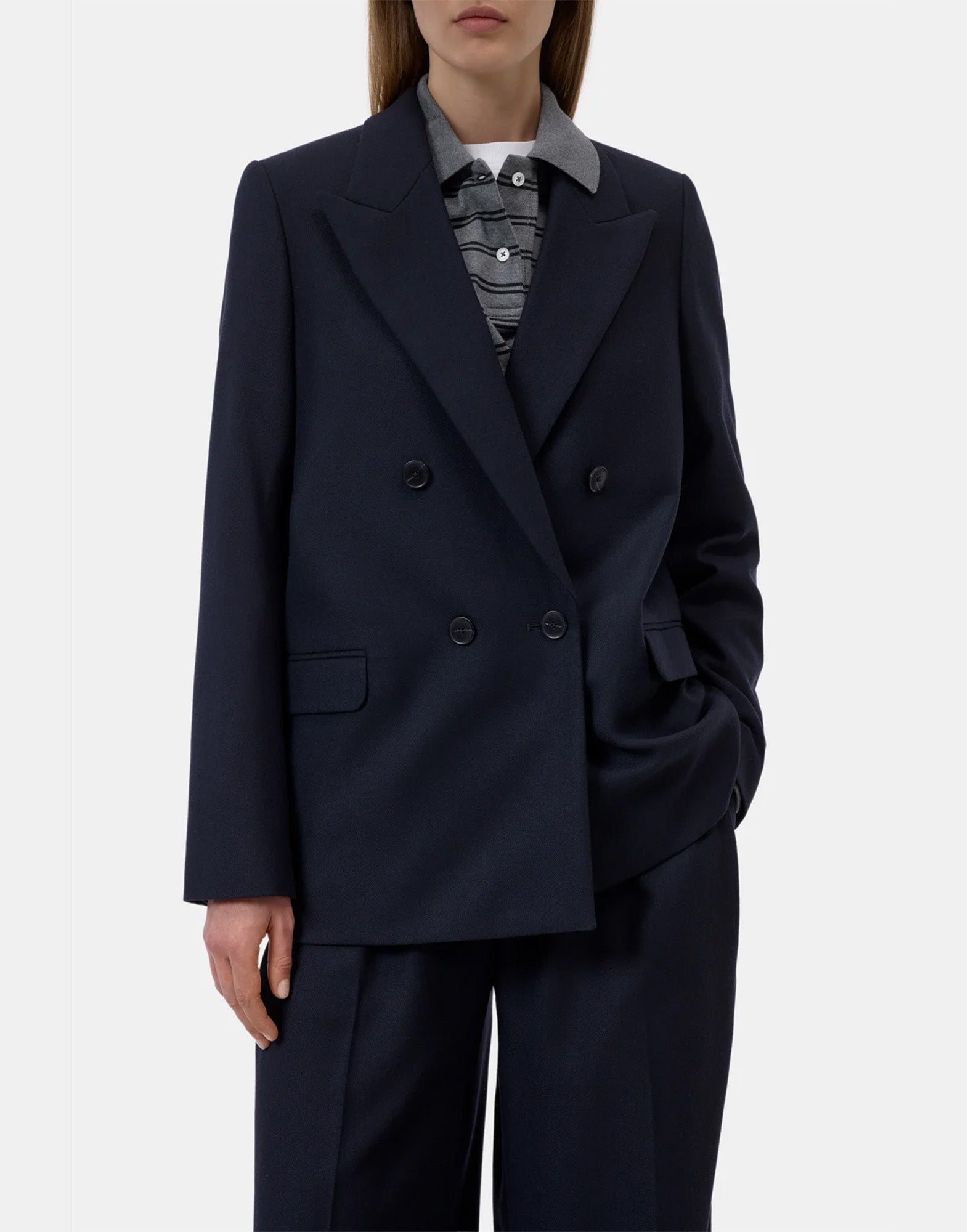 CLOSED Blazer Doppiopetto in Misto Lana Dark Night