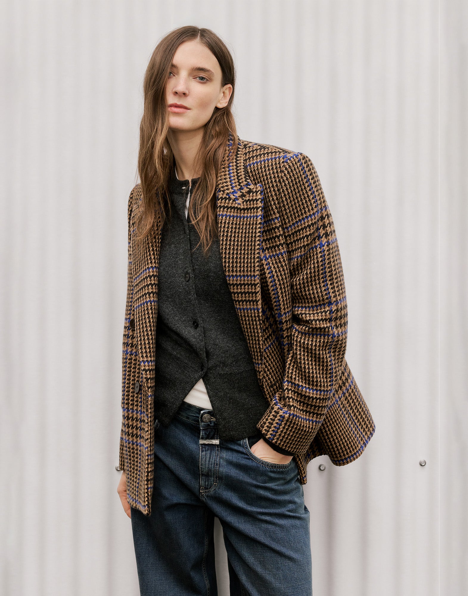 CLOSED Blazer a Quadri in Misto Lana