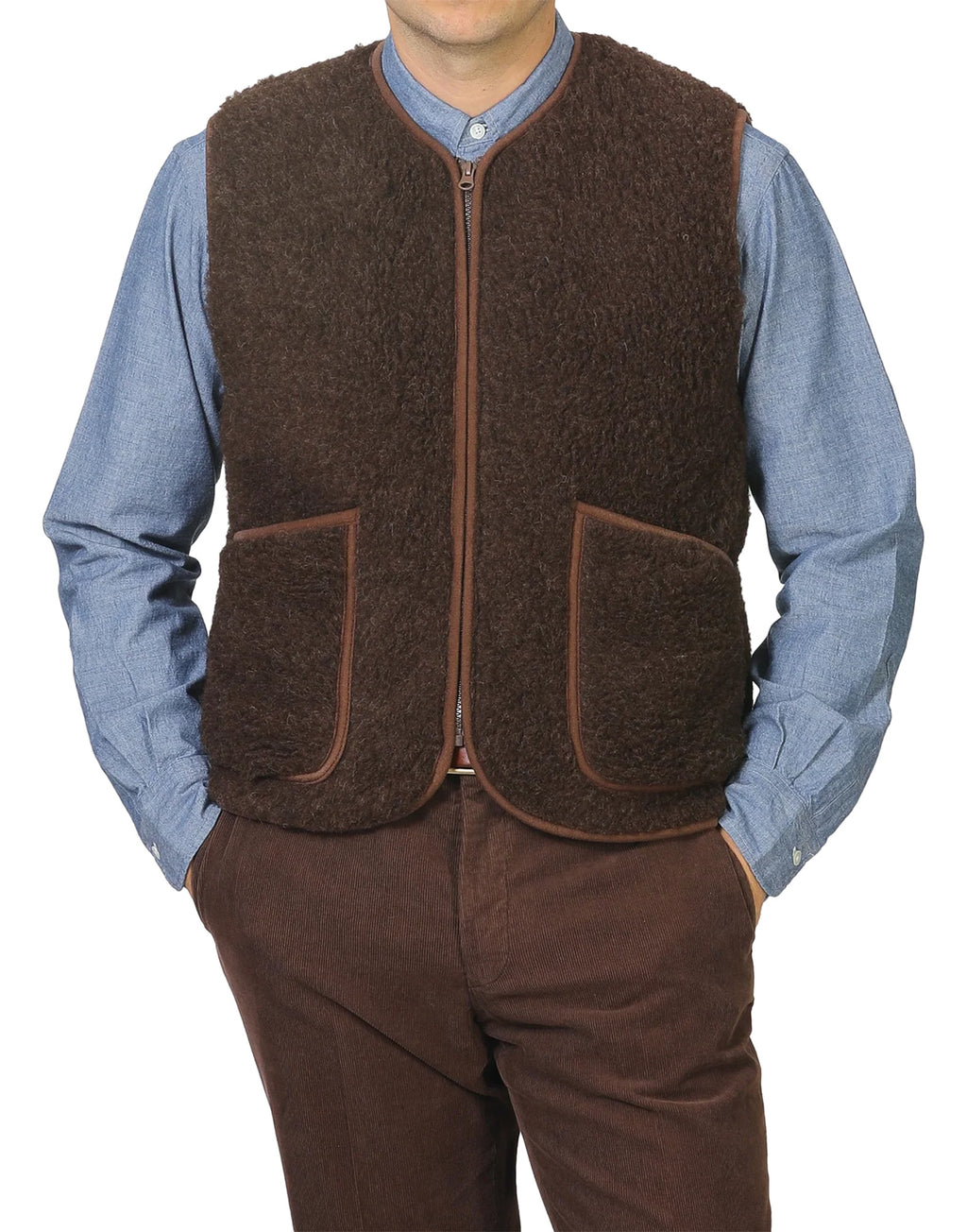 COLDBREAKER Gilet Pepitko in Lana Merino Dark Brown