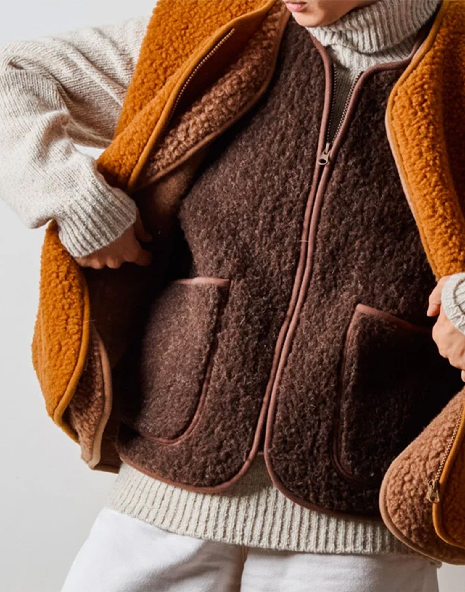 COLDBREAKER Gilet Pepitko in Lana Merino Dark Brown