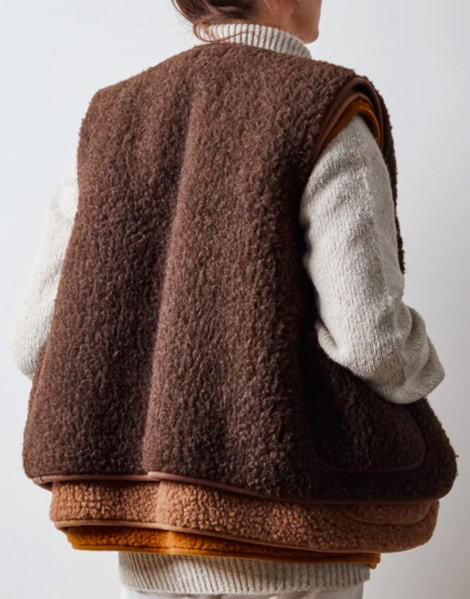 COLDBREAKER Gilet Pepitko in Lana Merino Dark Brown