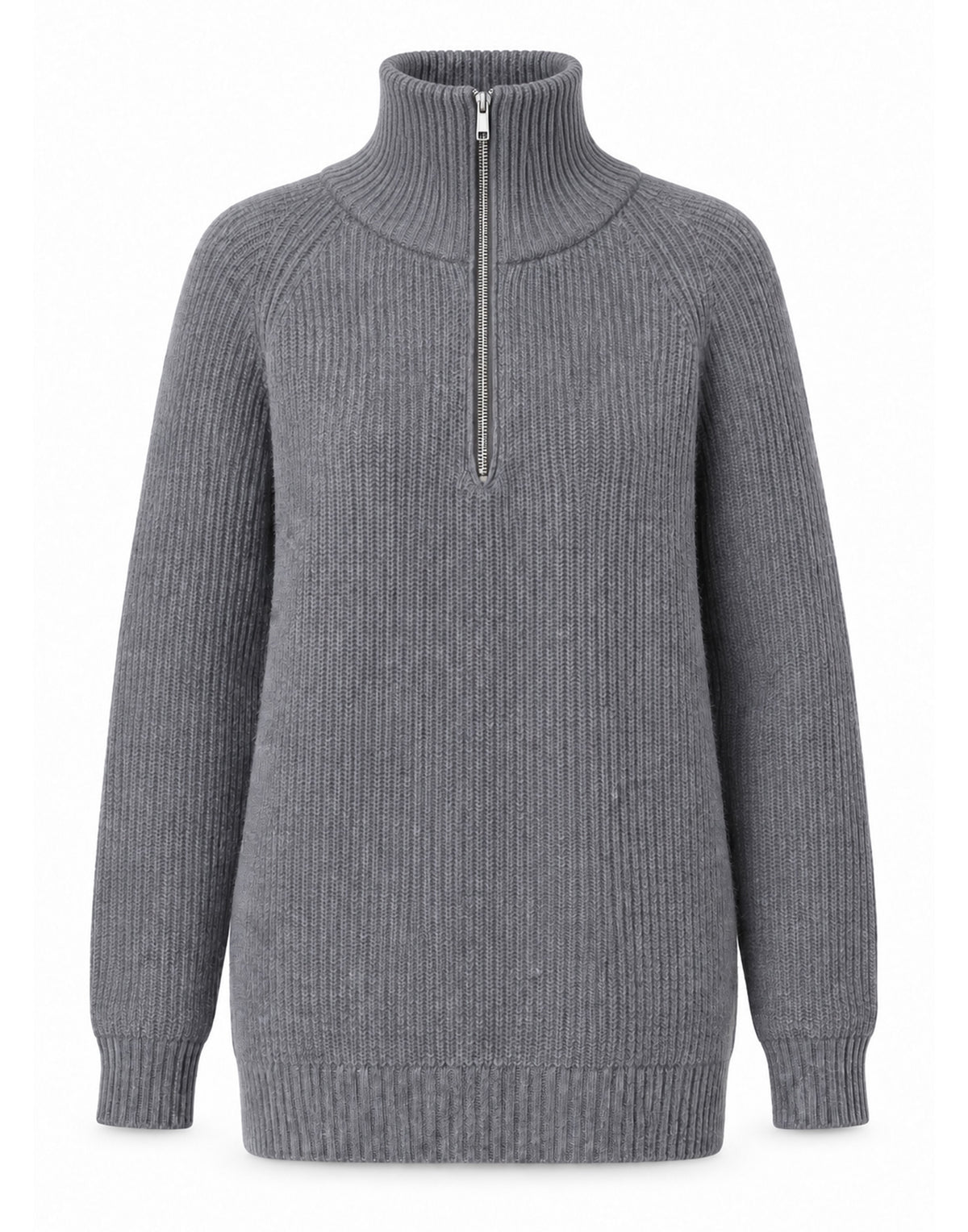 DANIELE FIESOLI Lupetto con Mezza Zip in Lana Merino e Cashmere Grigio