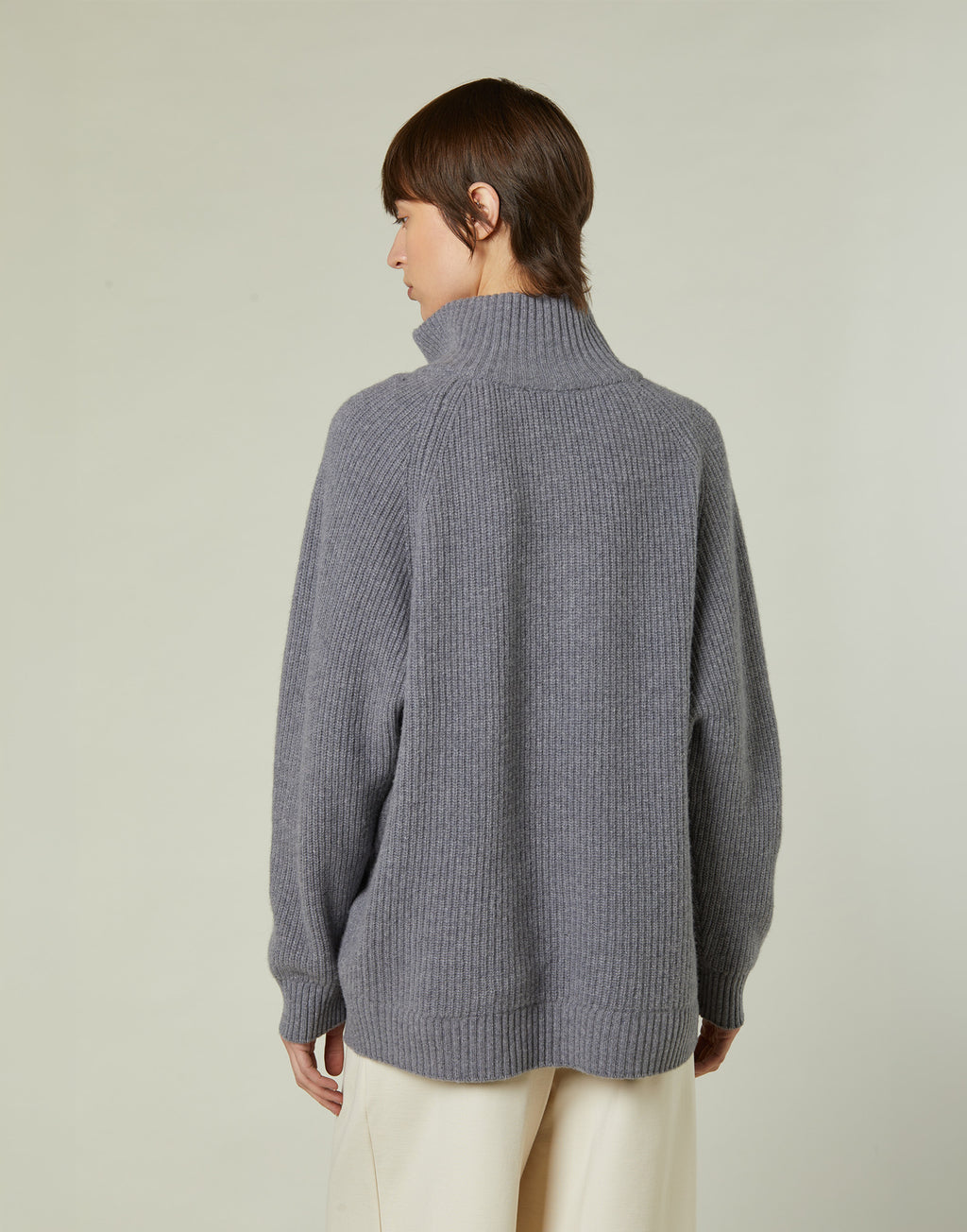DANIELE FIESOLI Lupetto con Mezza Zip in Lana Merino e Cashmere Grigio