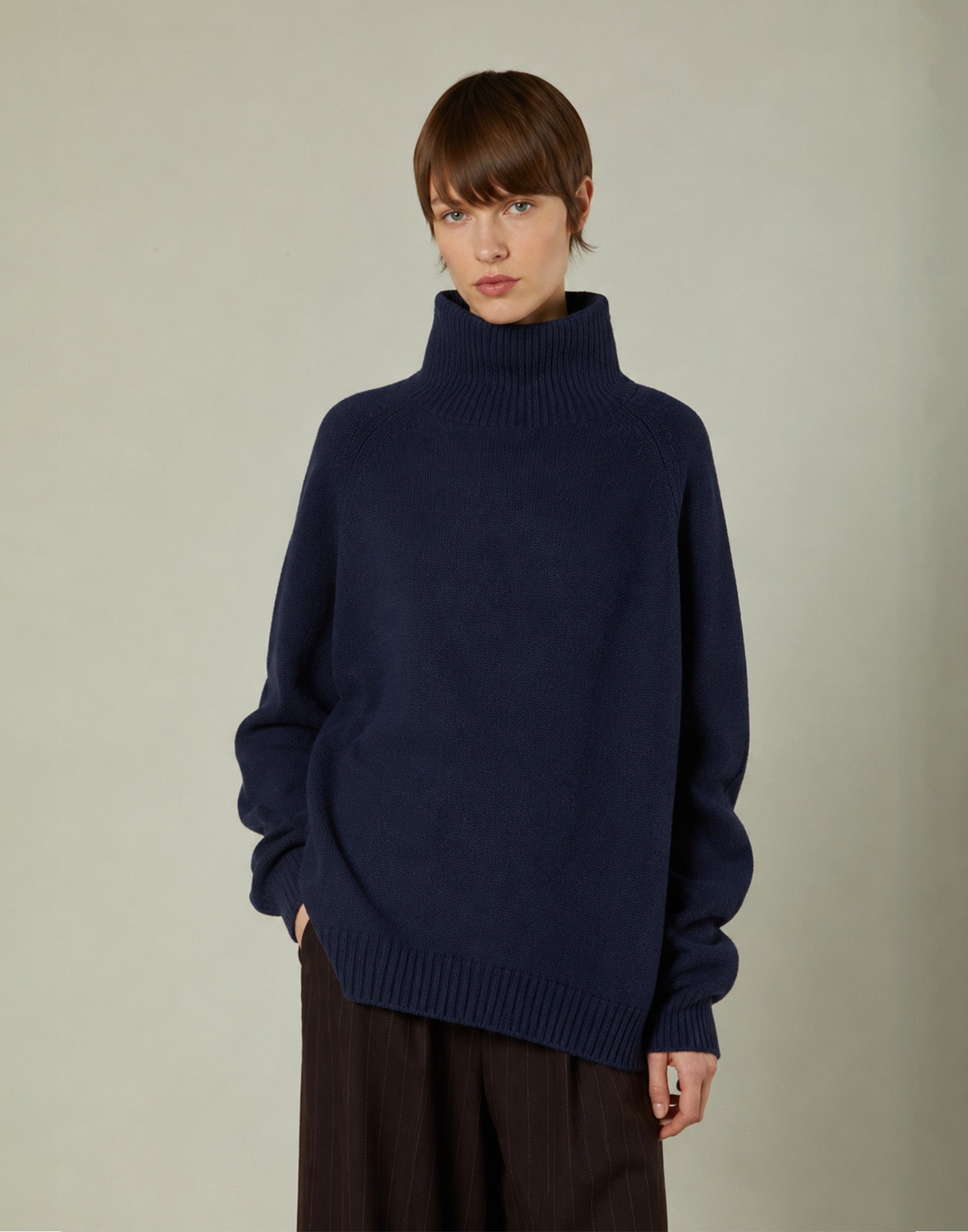 DANIELE FIESOLI Maglia Collo Vulcano in Cashmere Blu
