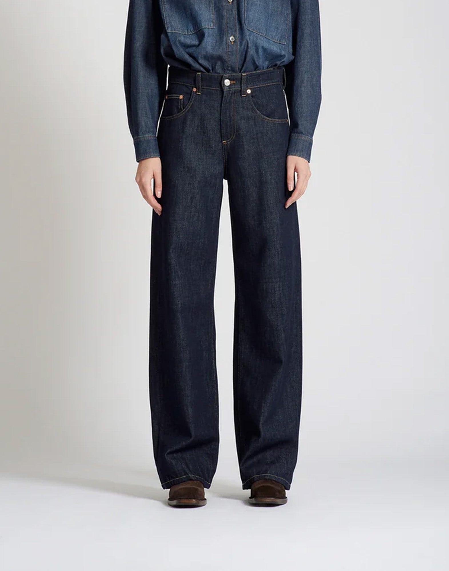 DEPARTMENT FIVE Pop Jeans Wide Leg in Denim Blu