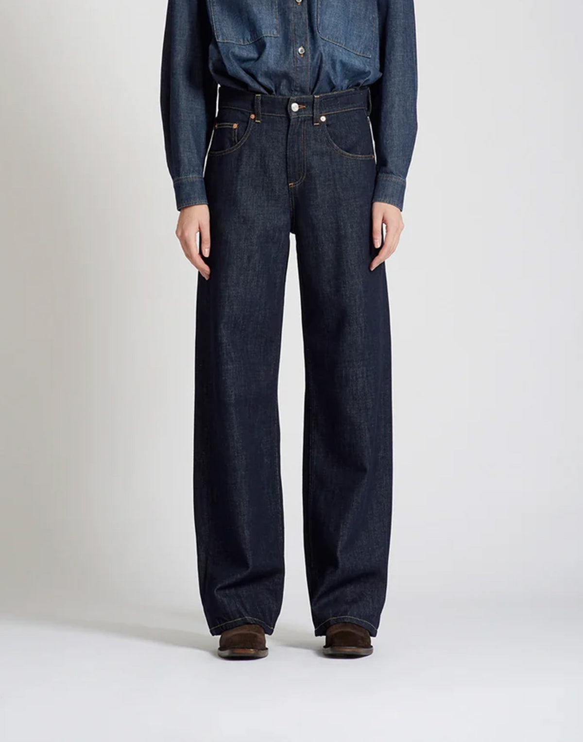 DEPARTMENT FIVE Pop Jeans Wide Leg in Denim Blu