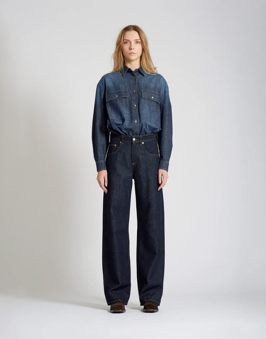 DEPARTMENT FIVE Pop Jeans Wide Leg in Denim Blu