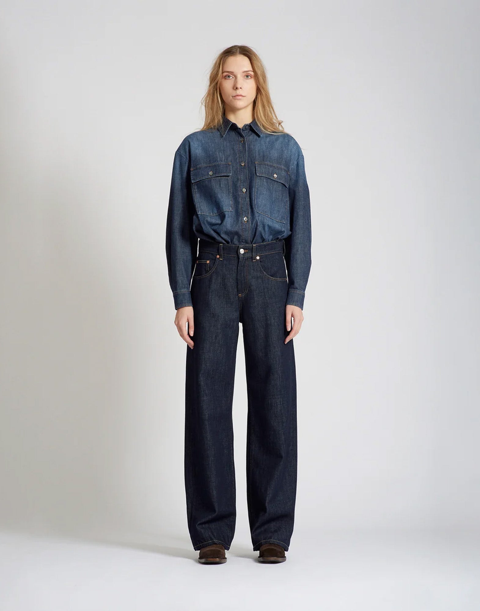 DEPARTMENT FIVE Pop Jeans Wide Leg in Denim Blu