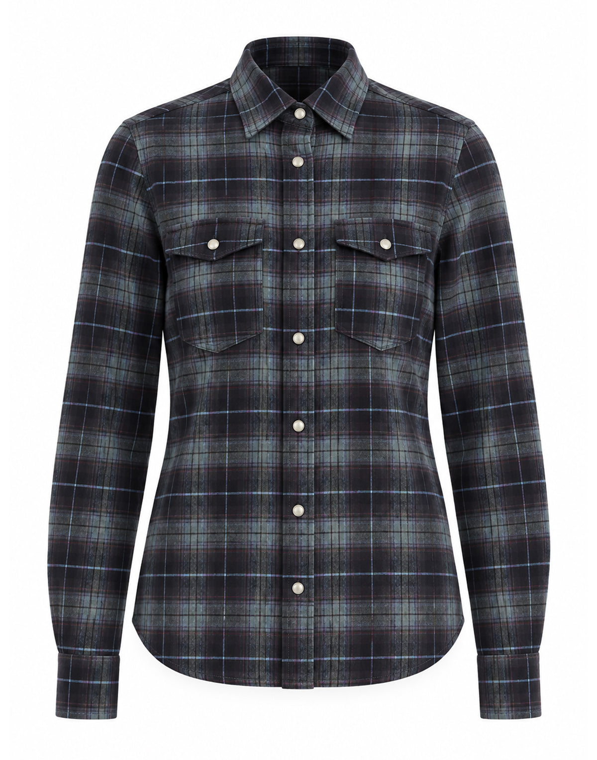 DEPARTMENT FIVE Camicia Texana Slim in Tartan Blu