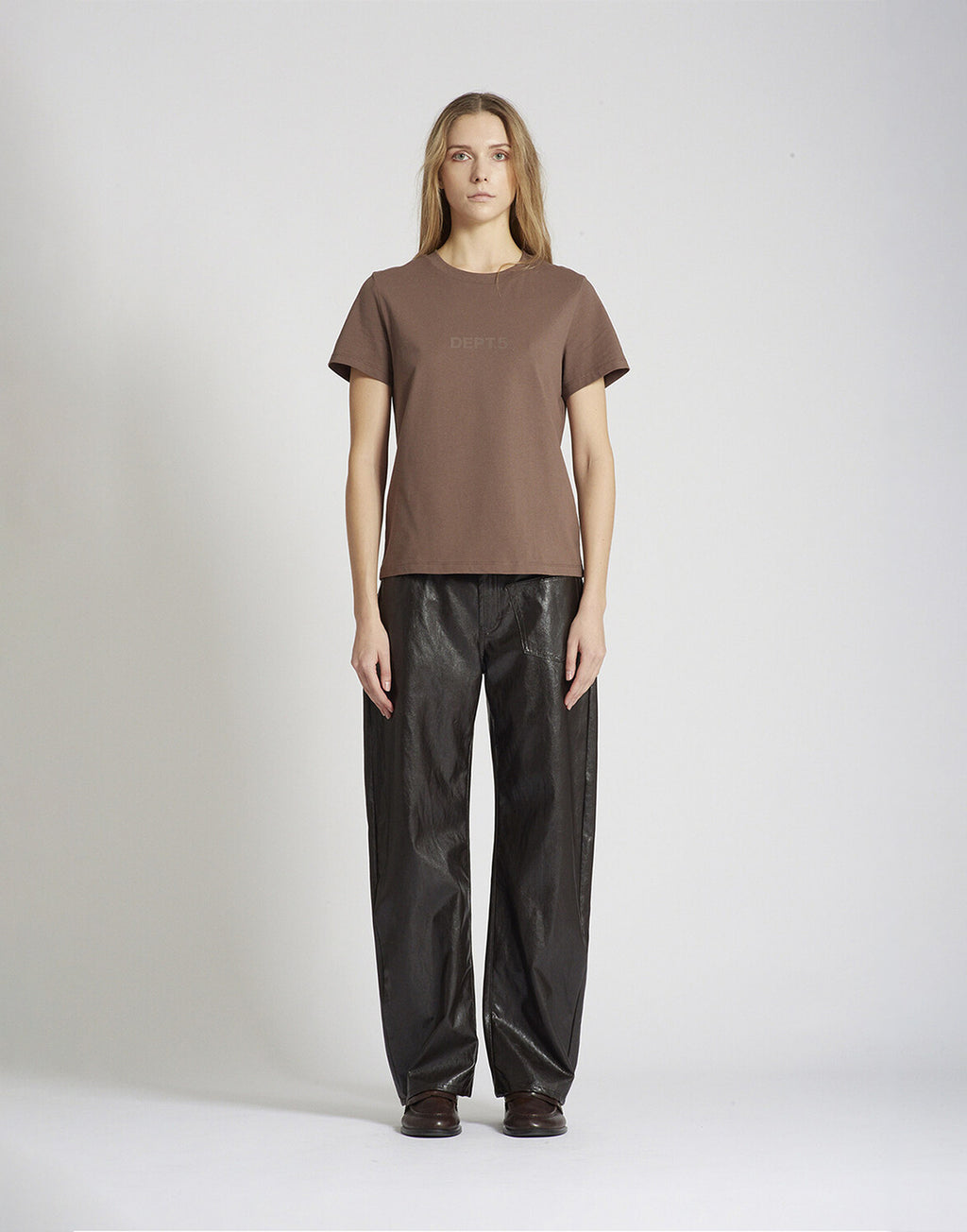 DEPARTMENT FIVE T-Shirt in Cotone Organico con Stampa Logo Marrone