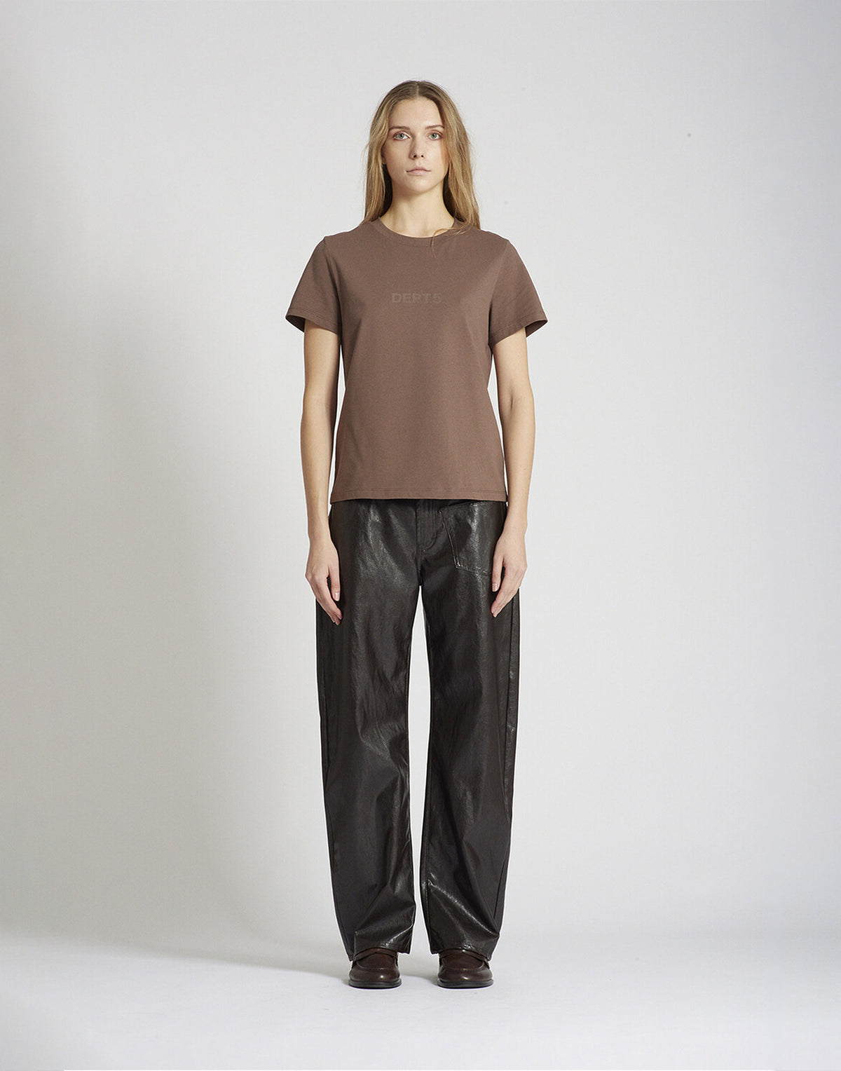 DEPARTMENT FIVE T-Shirt in Cotone Organico con Stampa Logo Marrone