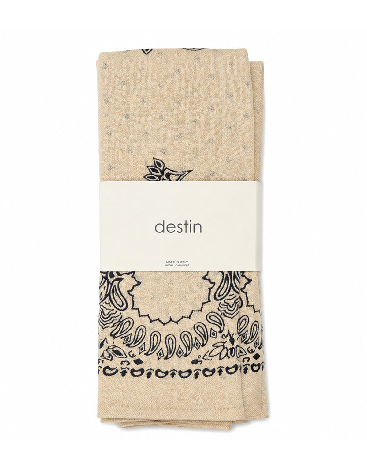 DESTIN Foulard Triangolo in Lana Double-Face Cream