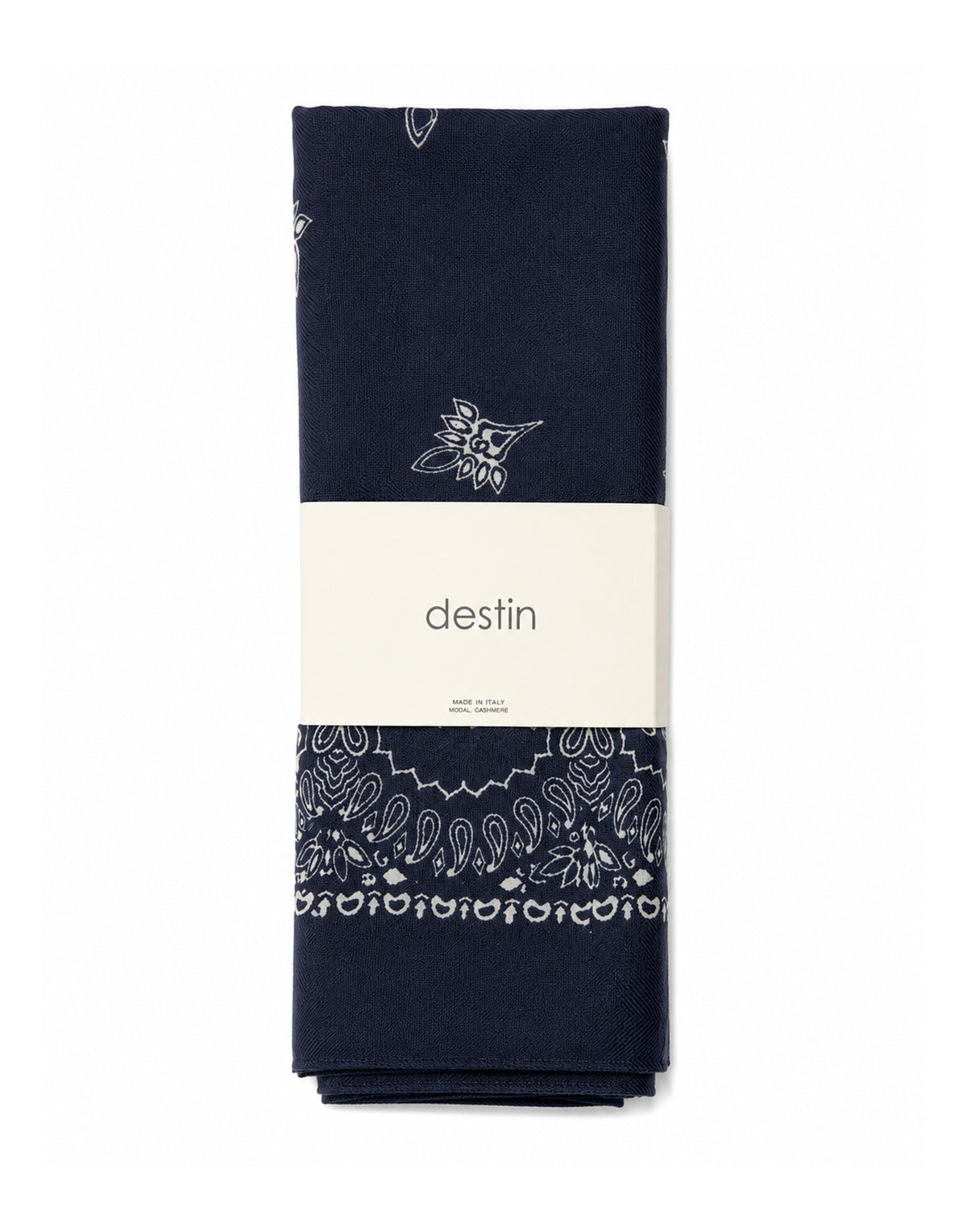 DESTIN Foulard Triangolo in Lana Double-Face Navy