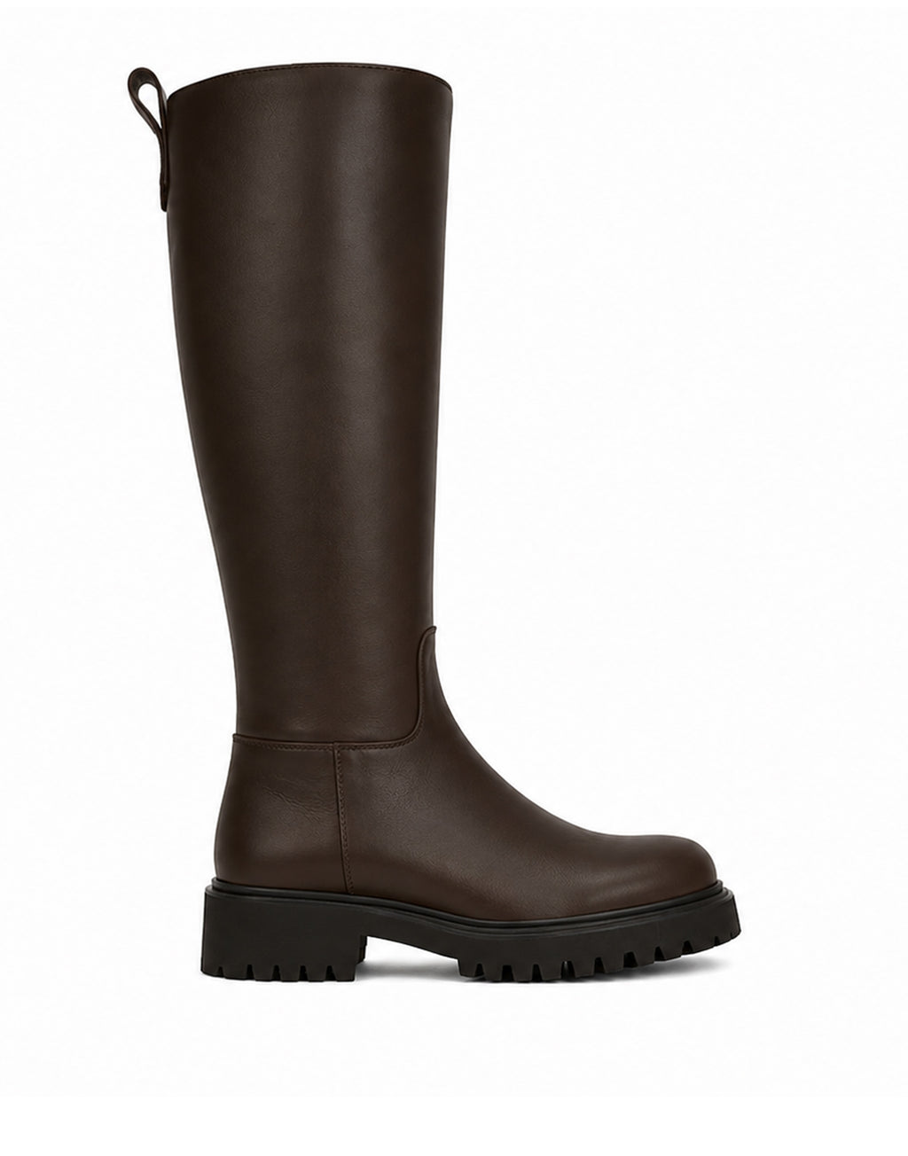 DOUUOD Stivale Alto in Pelle con Suola Carrarmato Ebony