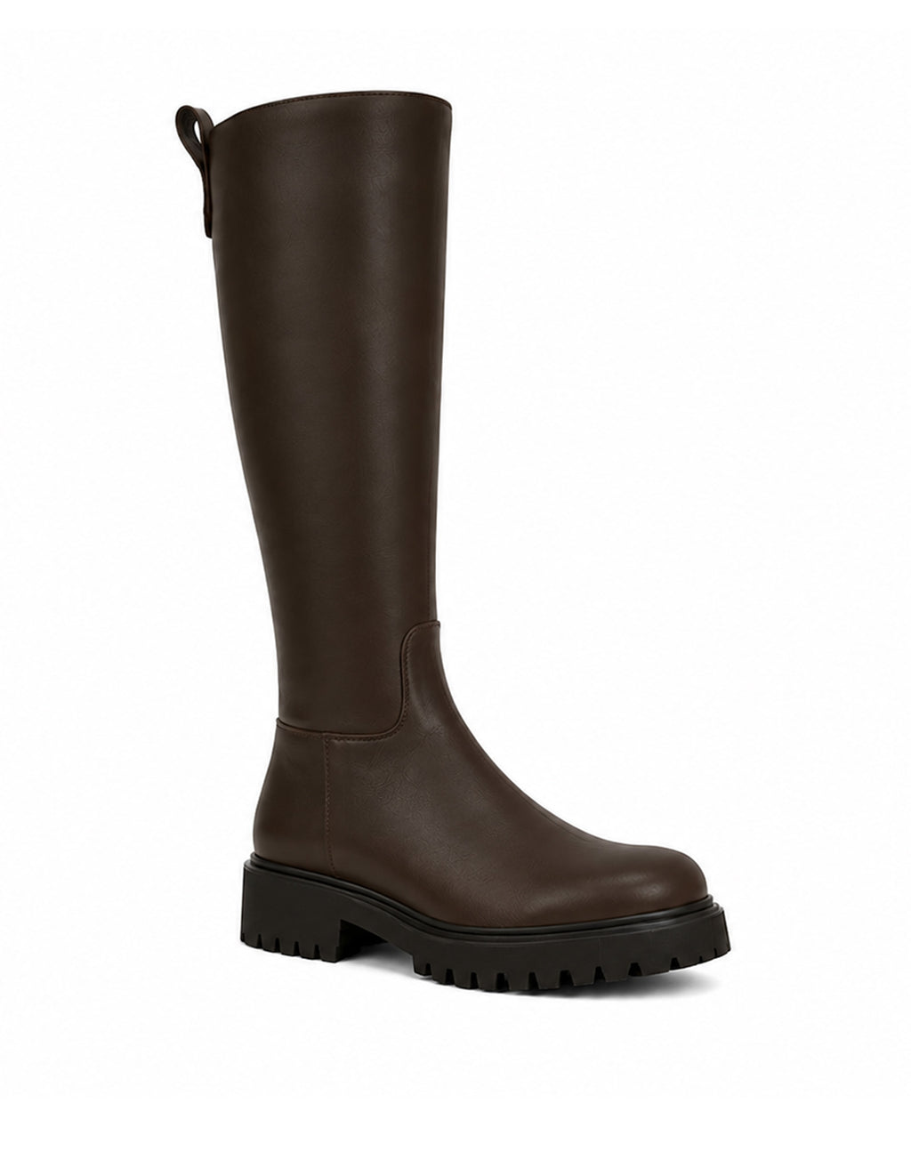 DOUUOD Stivale Alto in Pelle con Suola Carrarmato Ebony