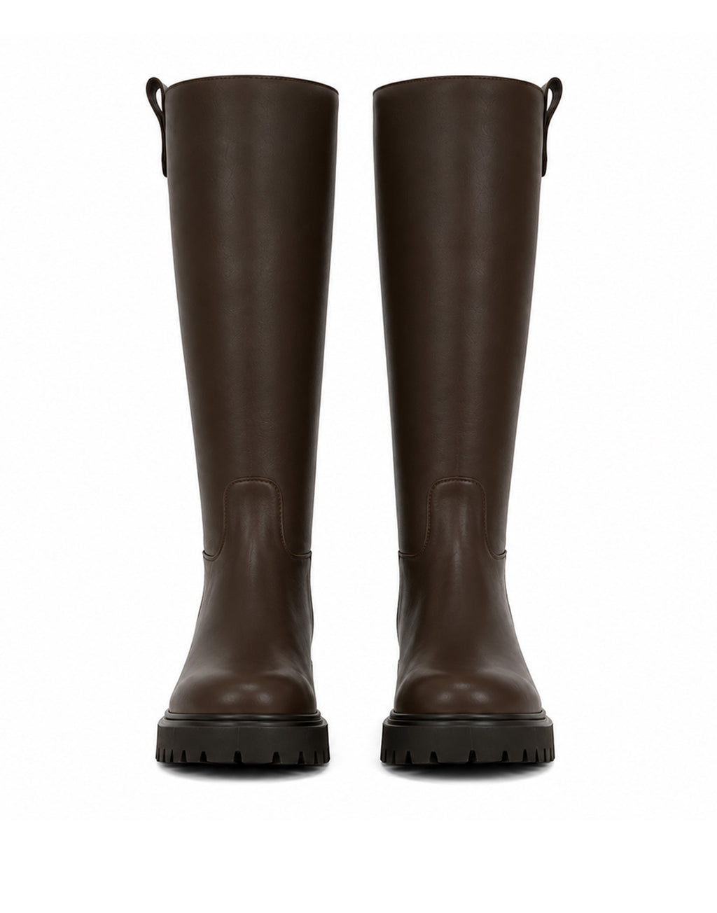 DOUUOD Stivale Alto in Pelle con Suola Carrarmato Ebony