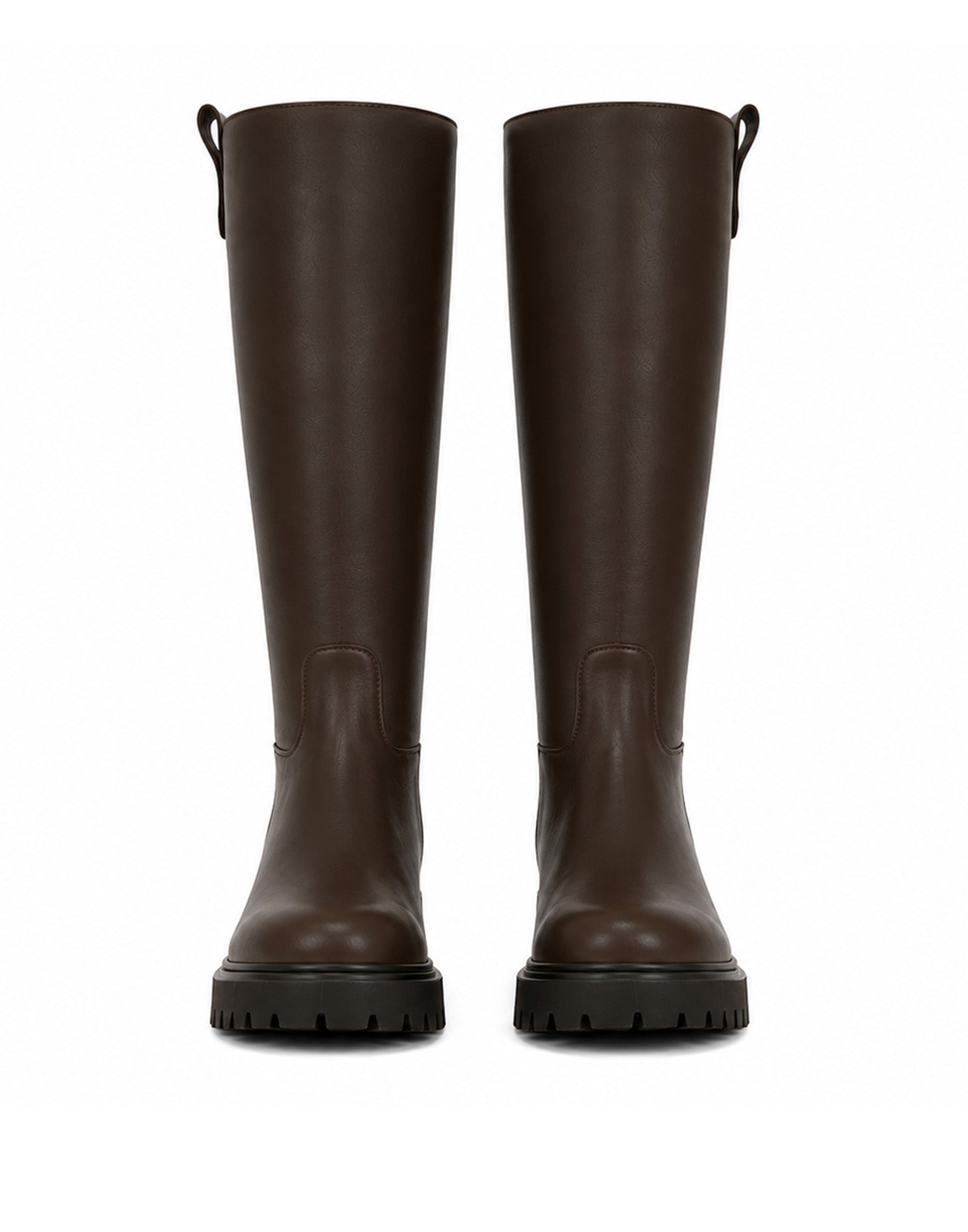 DOUUOD Stivale Alto in Pelle con Suola Carrarmato Ebony