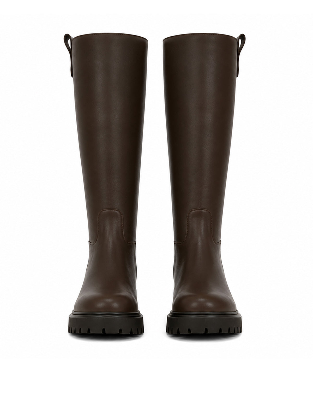 DOUUOD Stivale Alto in Pelle con Suola Carrarmato Ebony