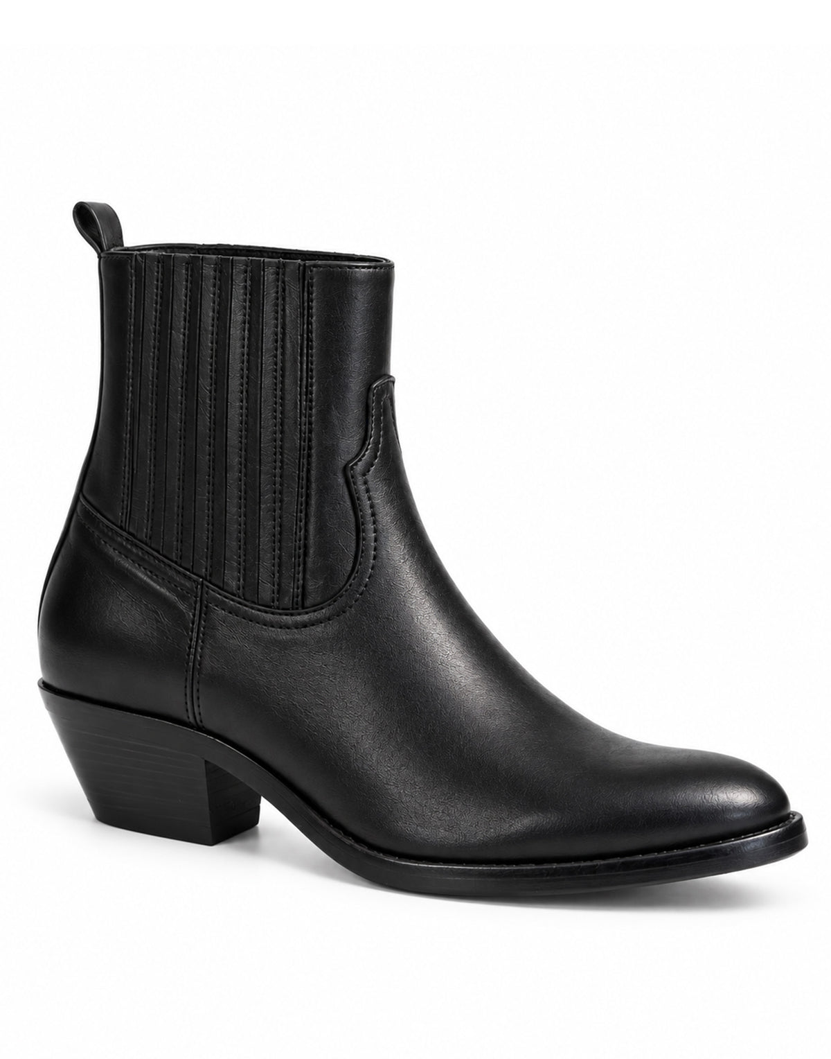 DOUUOD Stivaletti Texani in Pelle di Vitello Glam Nero
