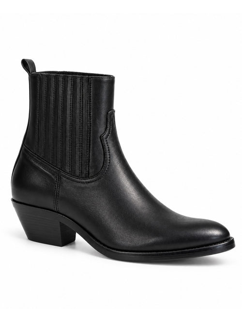 DOUUOD Stivaletti Texani in Pelle di Vitello Glam Nero