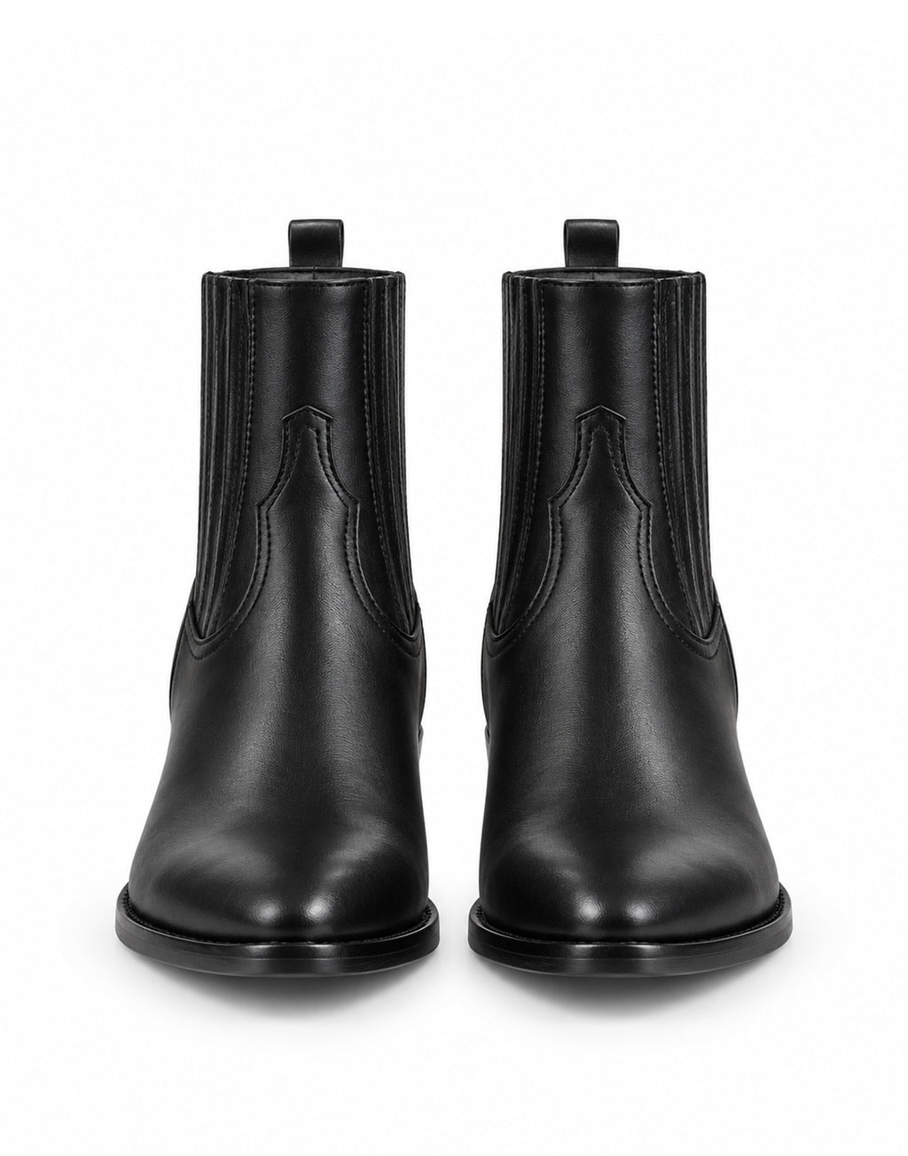 DOUUOD Stivaletti Texani in Pelle di Vitello Glam Nero