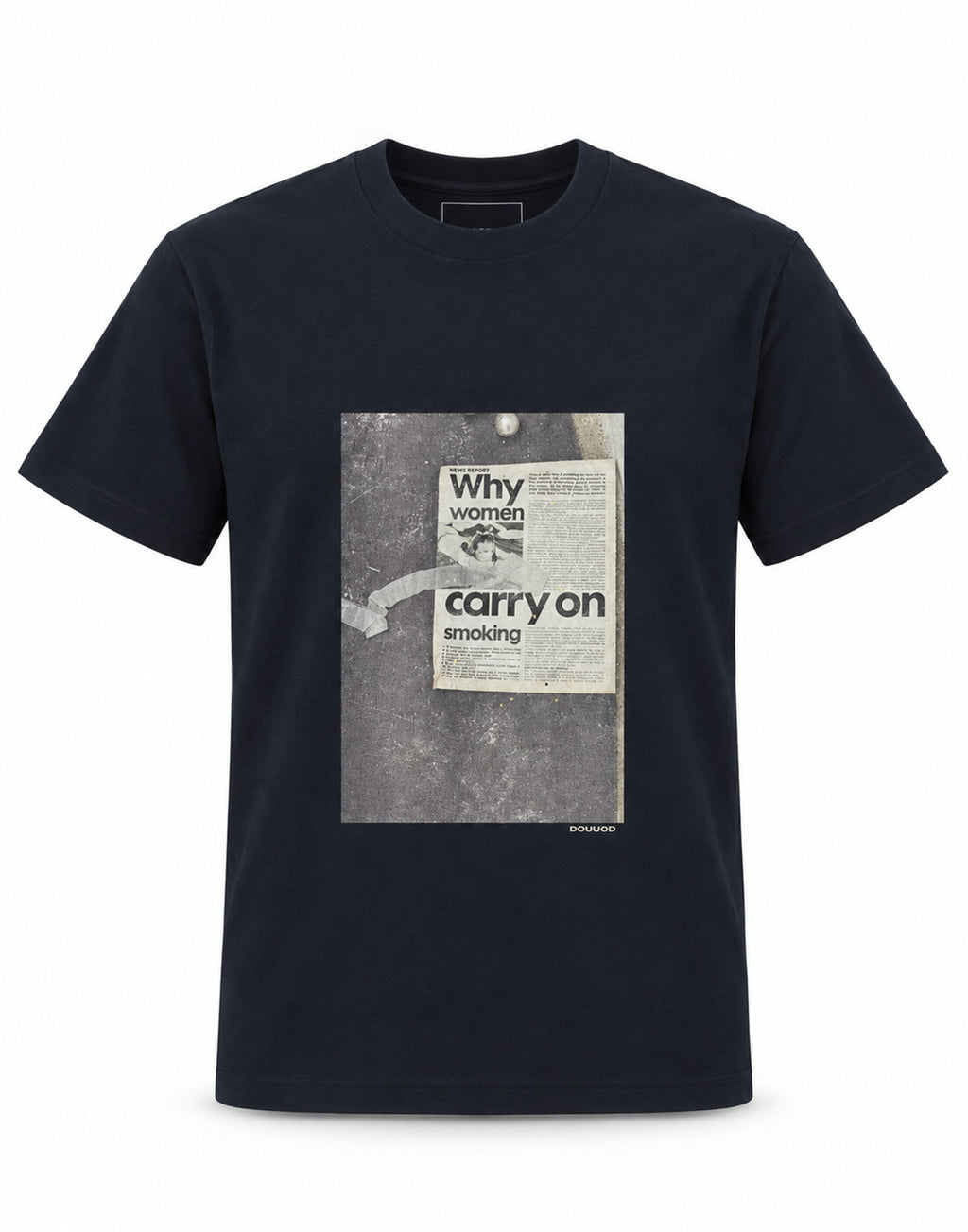 DOUUOD T-shirt in Jersey di Cotone Stampa "Carry On" Navy