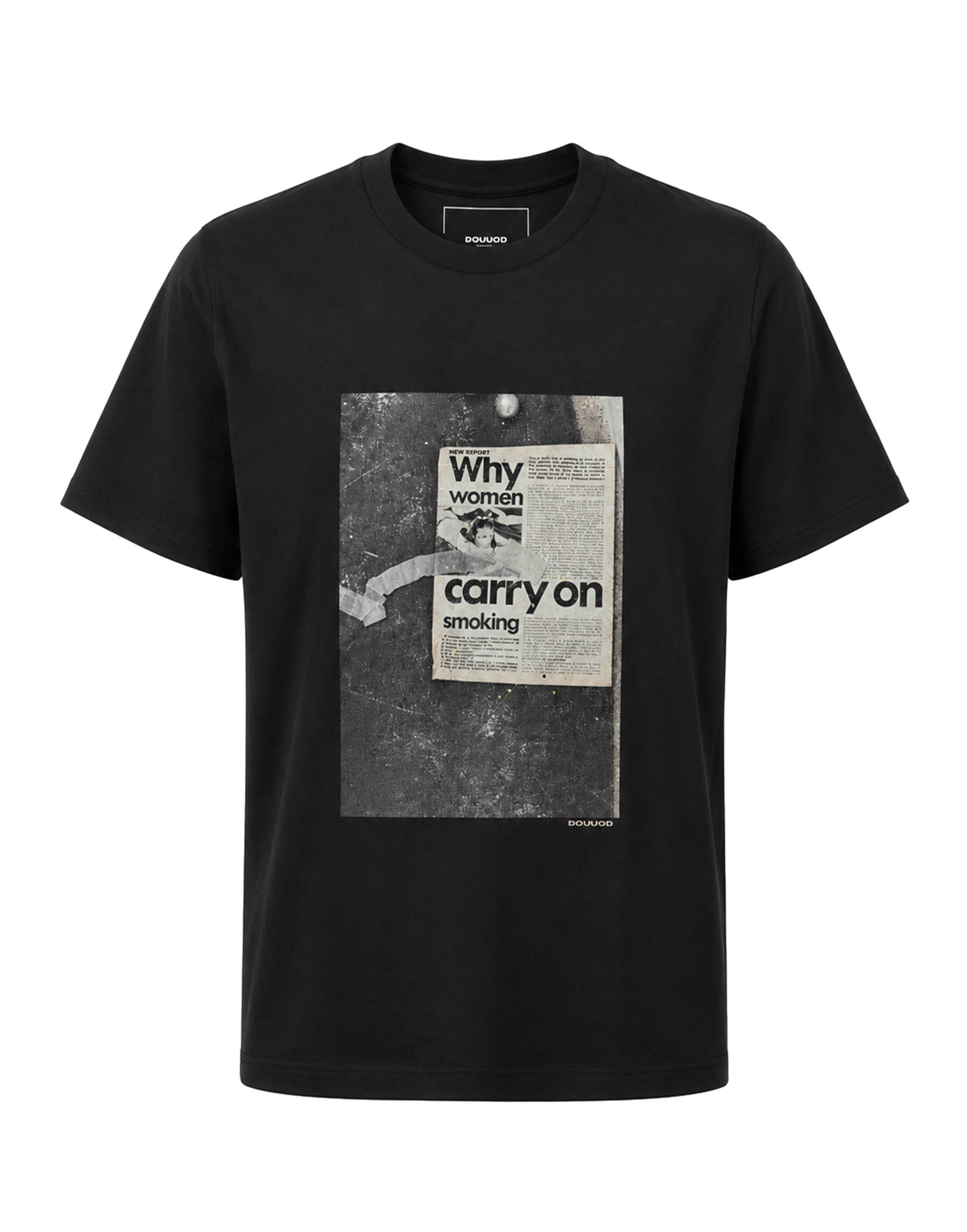 DOUUOD T-shirt in Jersey di Cotone Stampa "Carry On" Dark Grey
