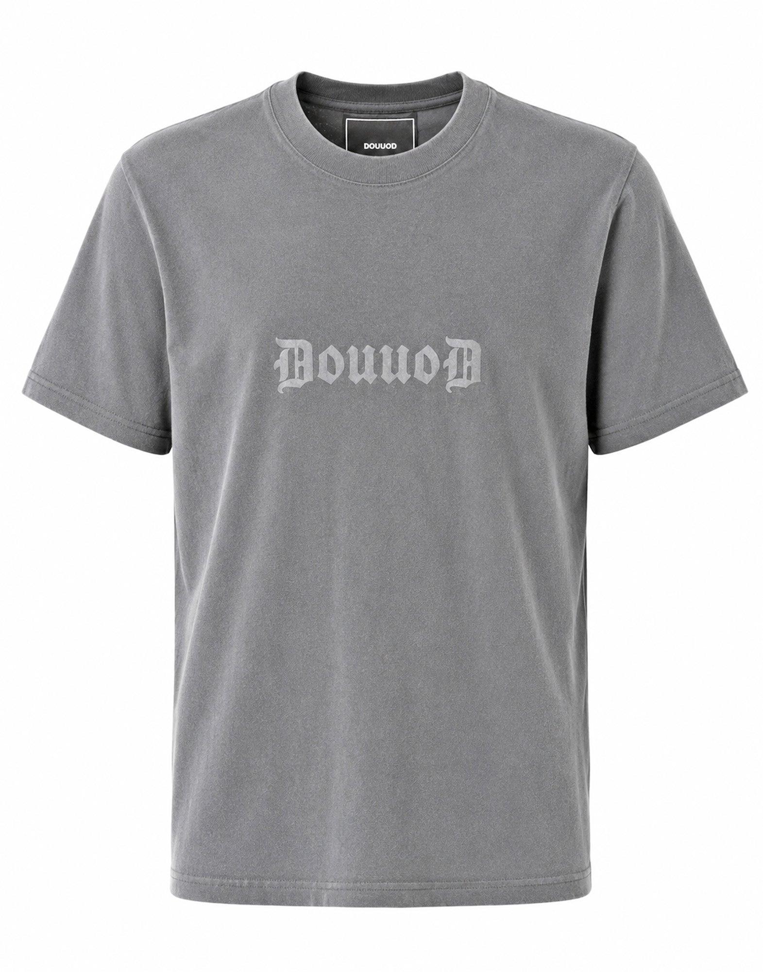 DOUUOD T-shirt in Jersey di Cotone Logo Gotic Dark Grey