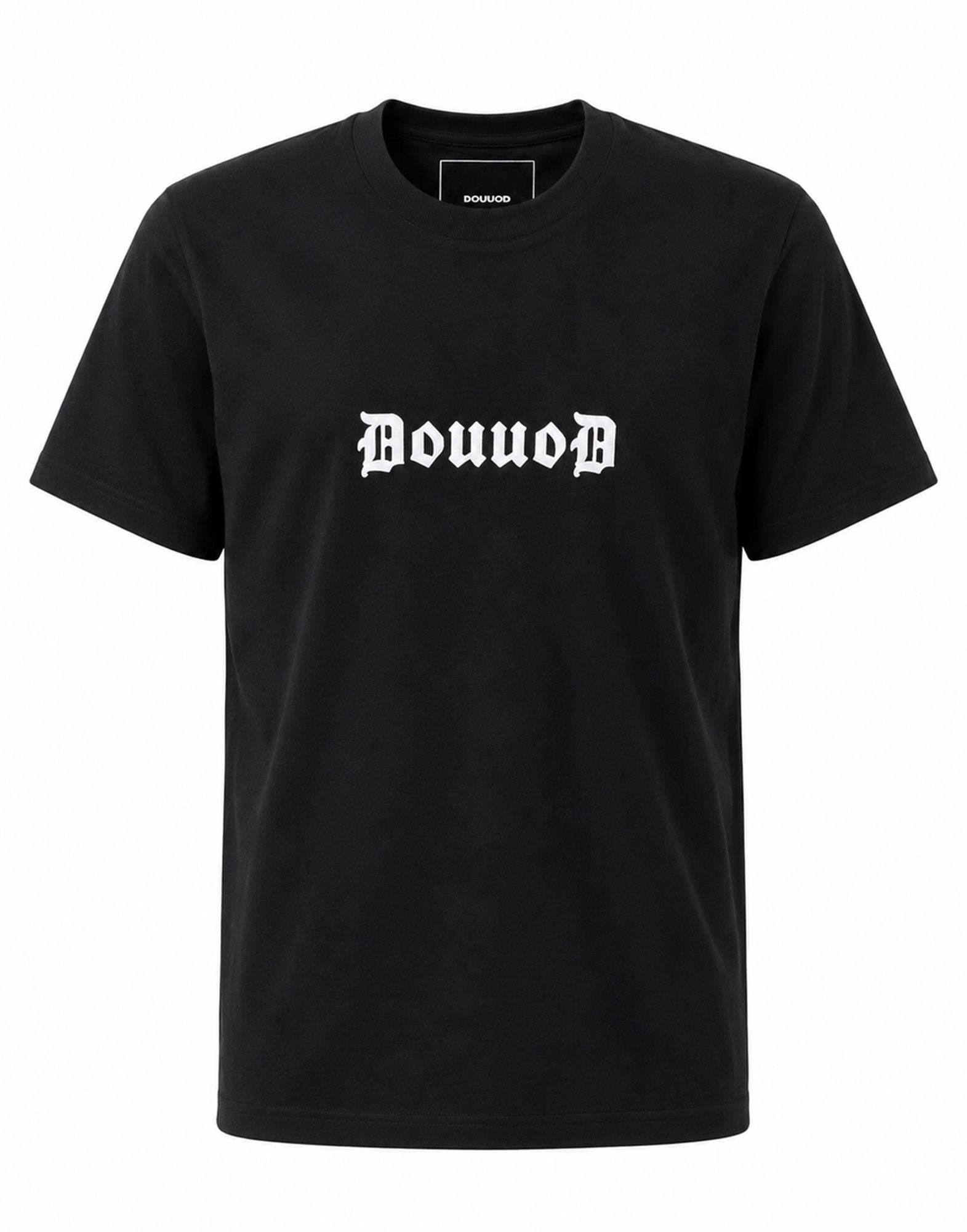 DOUUOD T-shirt in Jersey di Cotone Logo Gotic Nero