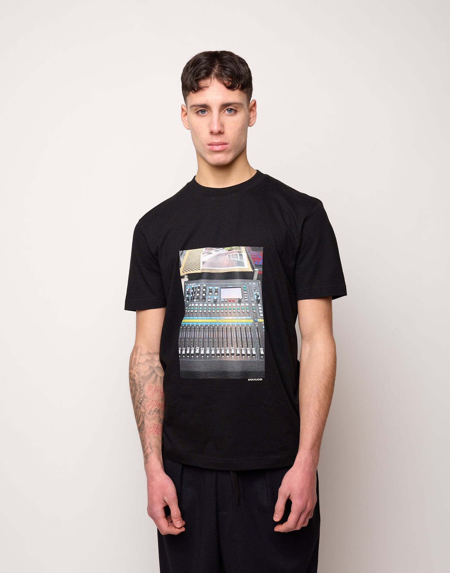 DOUUOD T-shirt in Jersey di Cotone Stampa "Mixer" Navy