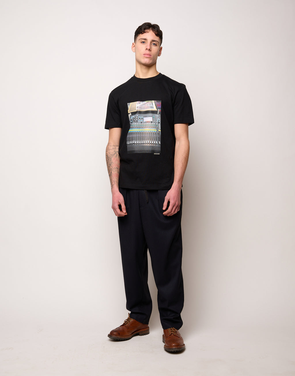 DOUUOD T-shirt in Jersey di Cotone Stampa "Mixer" Navy