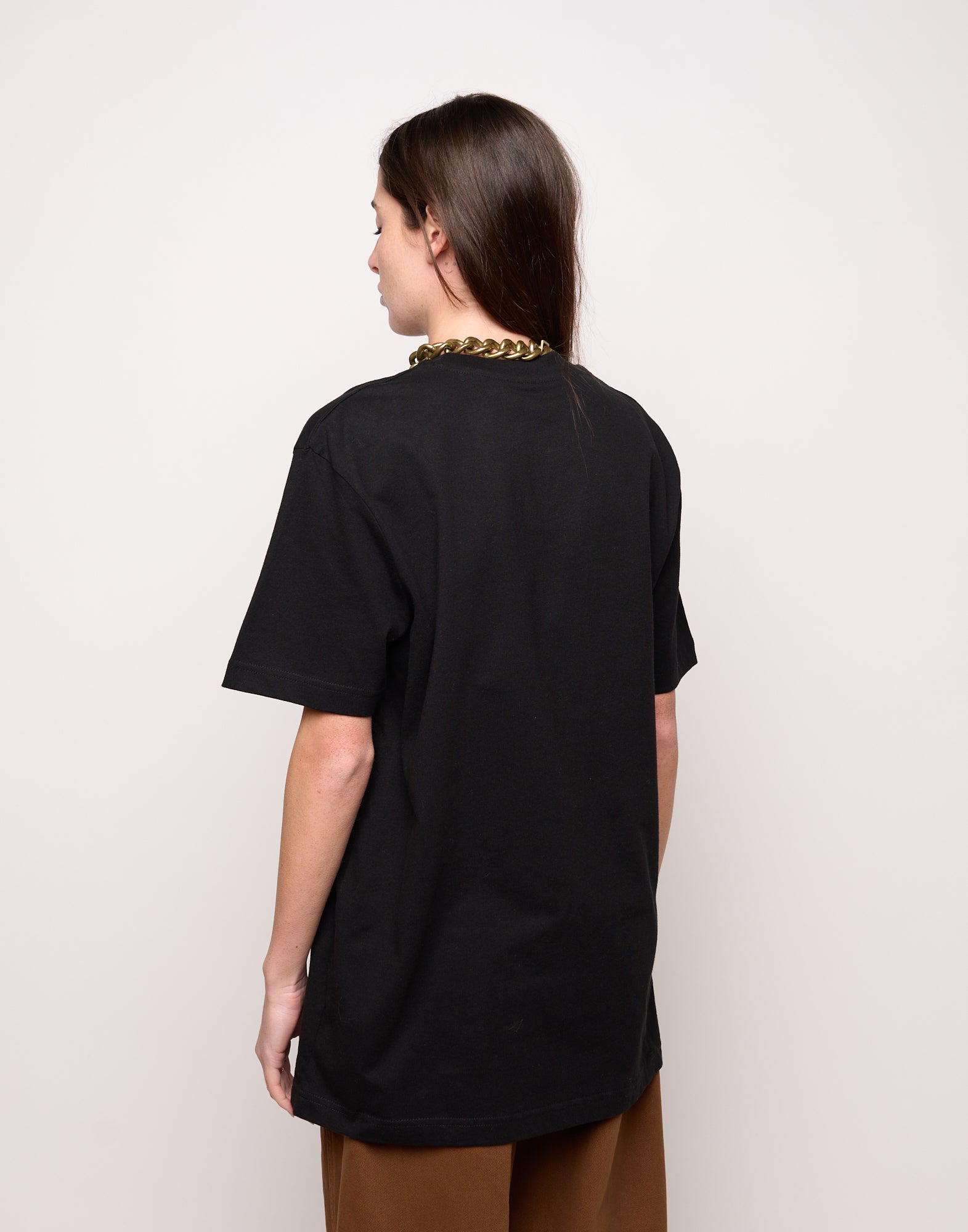 DOUUOD T-shirt in Jersey di Cotone Stampa "Stairs" Nero