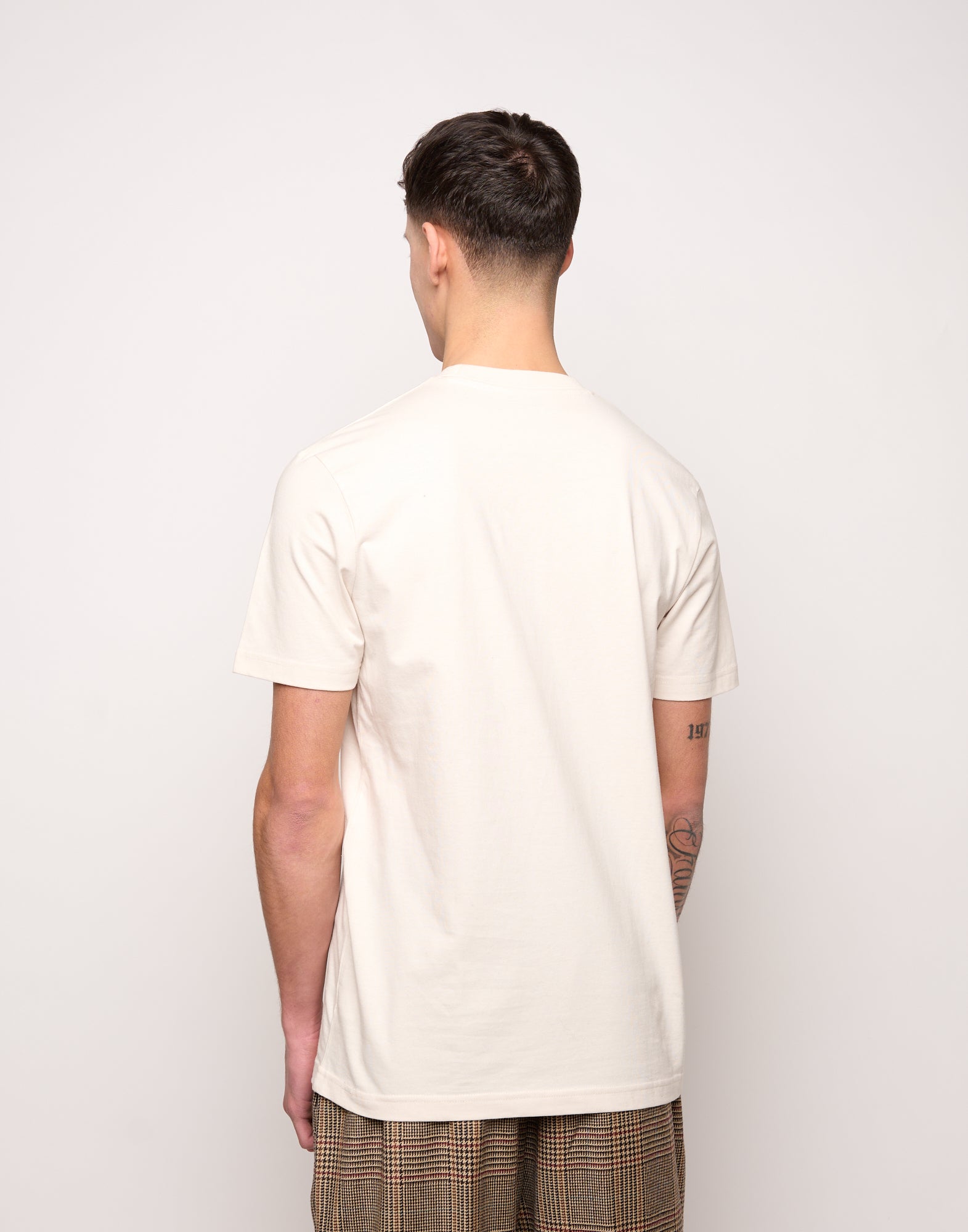 DOUUOD T-shirt in Jersey di Cotone Stampa "Travi" Burro