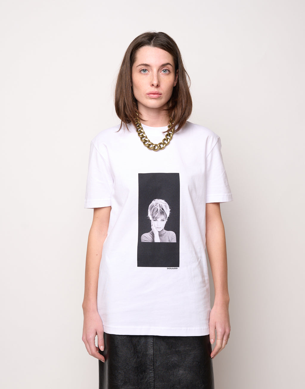 DOUUOD T-shirt in Jersey di Cotone Stampa "Vitti" Bianco