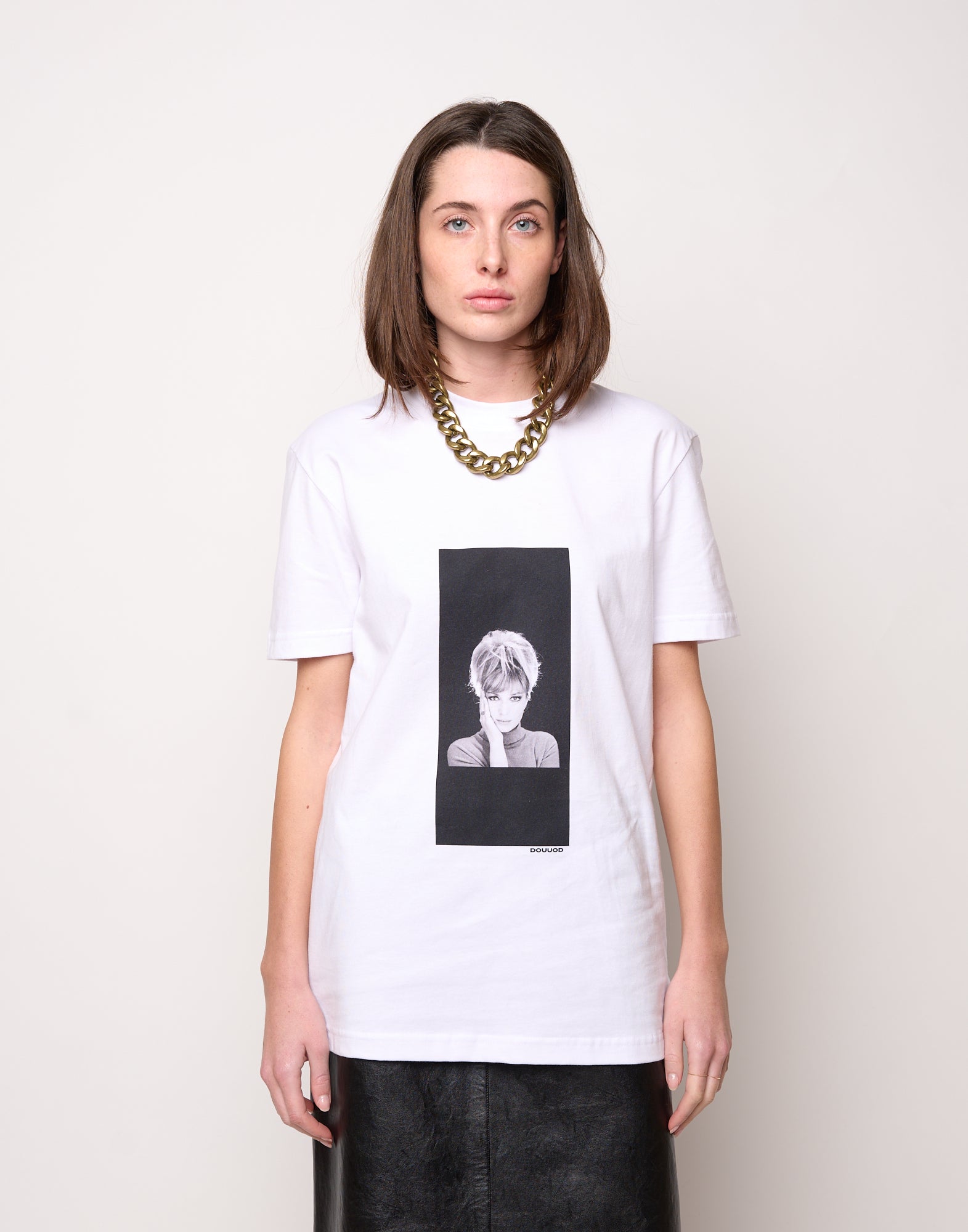 DOUUOD T-shirt in Jersey di Cotone Stampa "Vitti" Bianco
