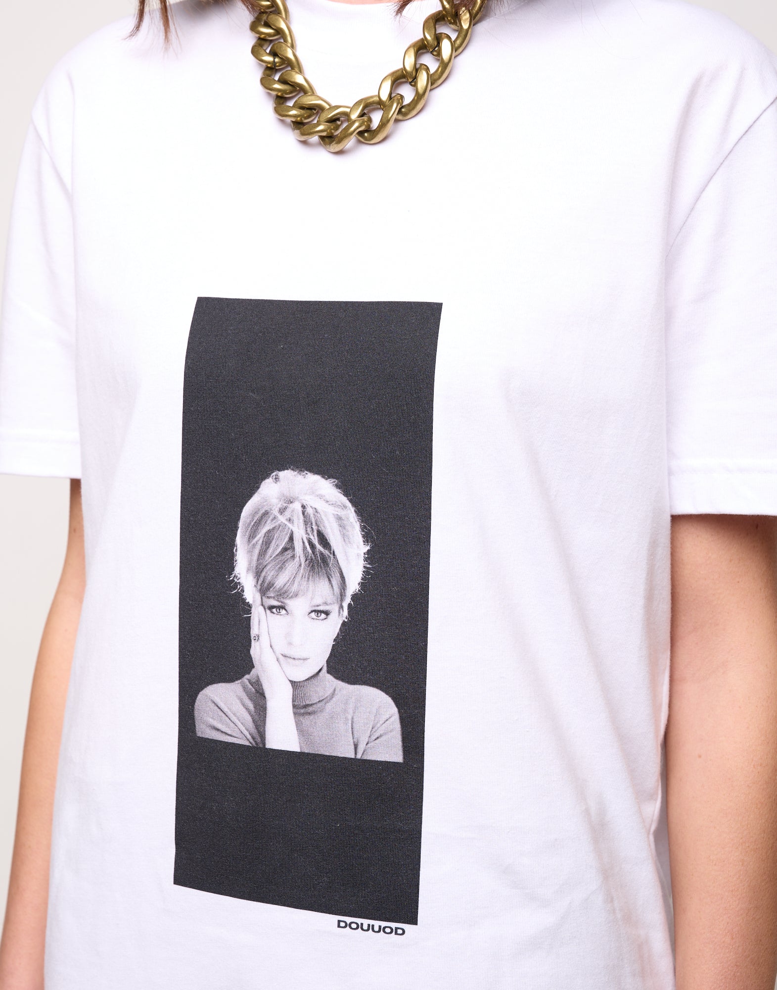 DOUUOD T-shirt in Jersey di Cotone Stampa "Vitti" Bianco
