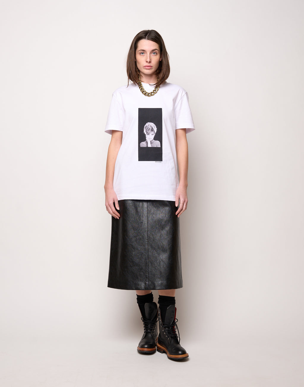 DOUUOD T-shirt in Jersey di Cotone Stampa "Vitti" Bianco