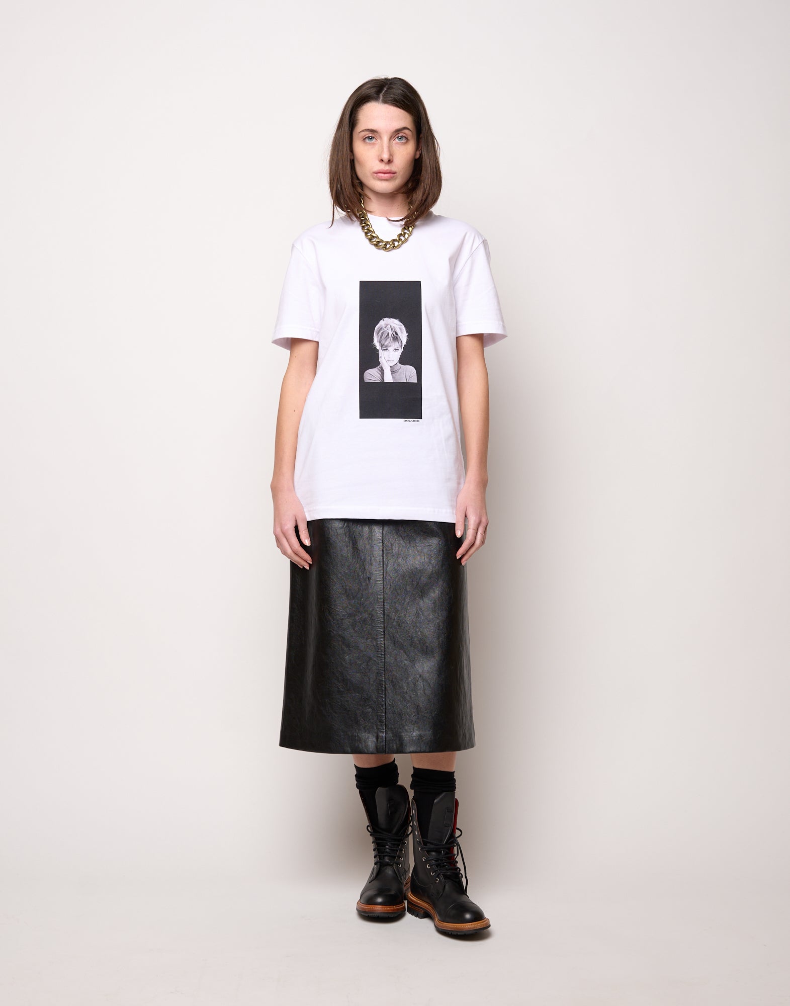 DOUUOD T-shirt in Jersey di Cotone Stampa "Vitti" Bianco