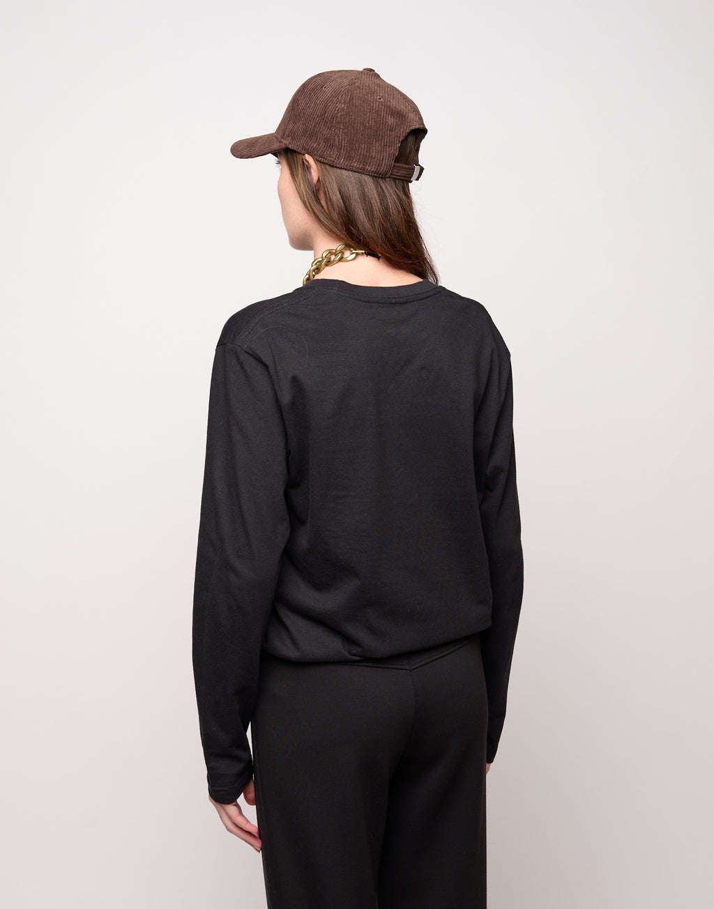 DOUUOD T-shirt manica Lunga in Jersey di Cotone Stampa "Cuore" Nero